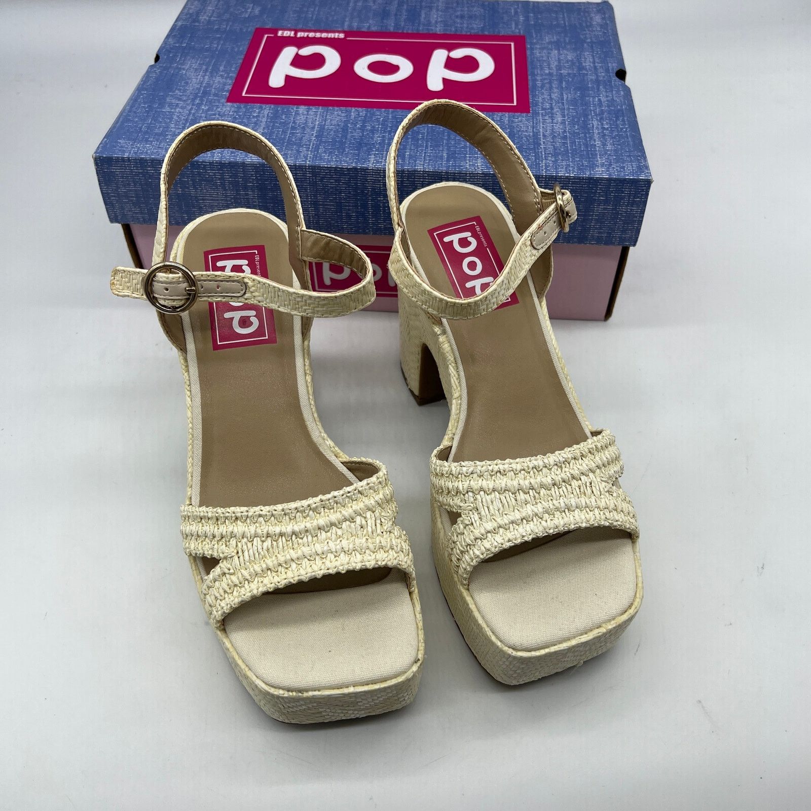 Other Pop Womens Applaud Heeled Sandals Natural 7 Size US 7 / IT 37 - 3 Thumbnail