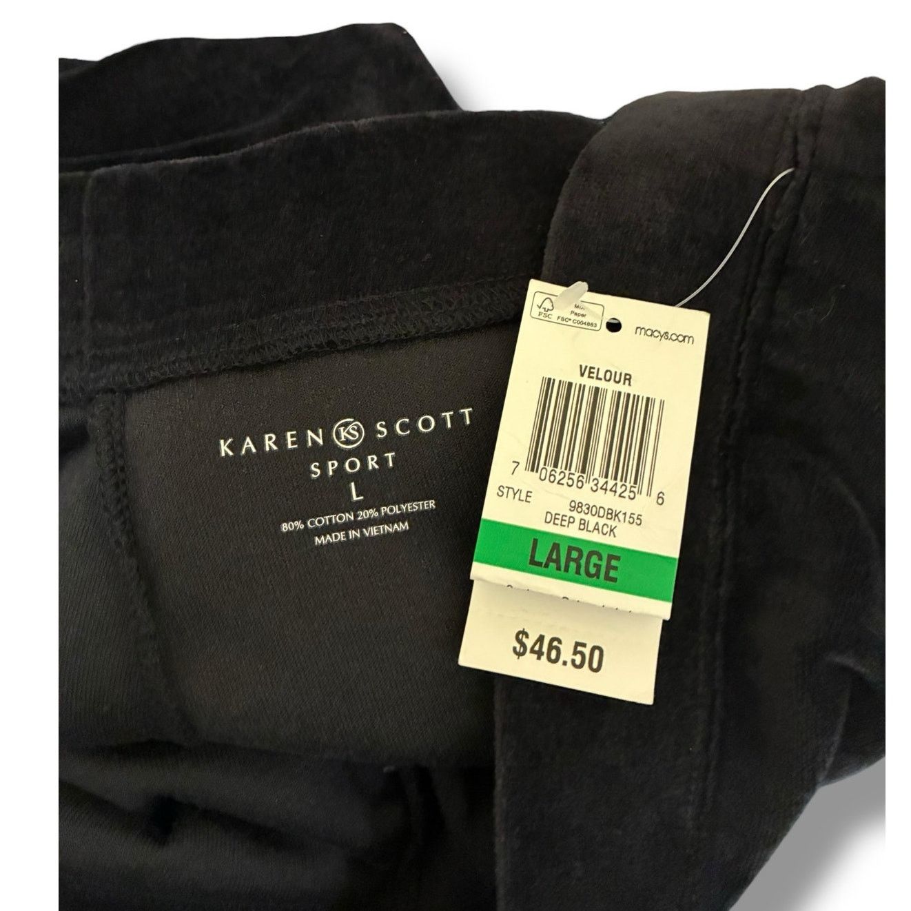 Other Karen Scott Sport black velour high rise straight leg pants Size 38" / US 16 / IT 52 - 5 Thumbnail