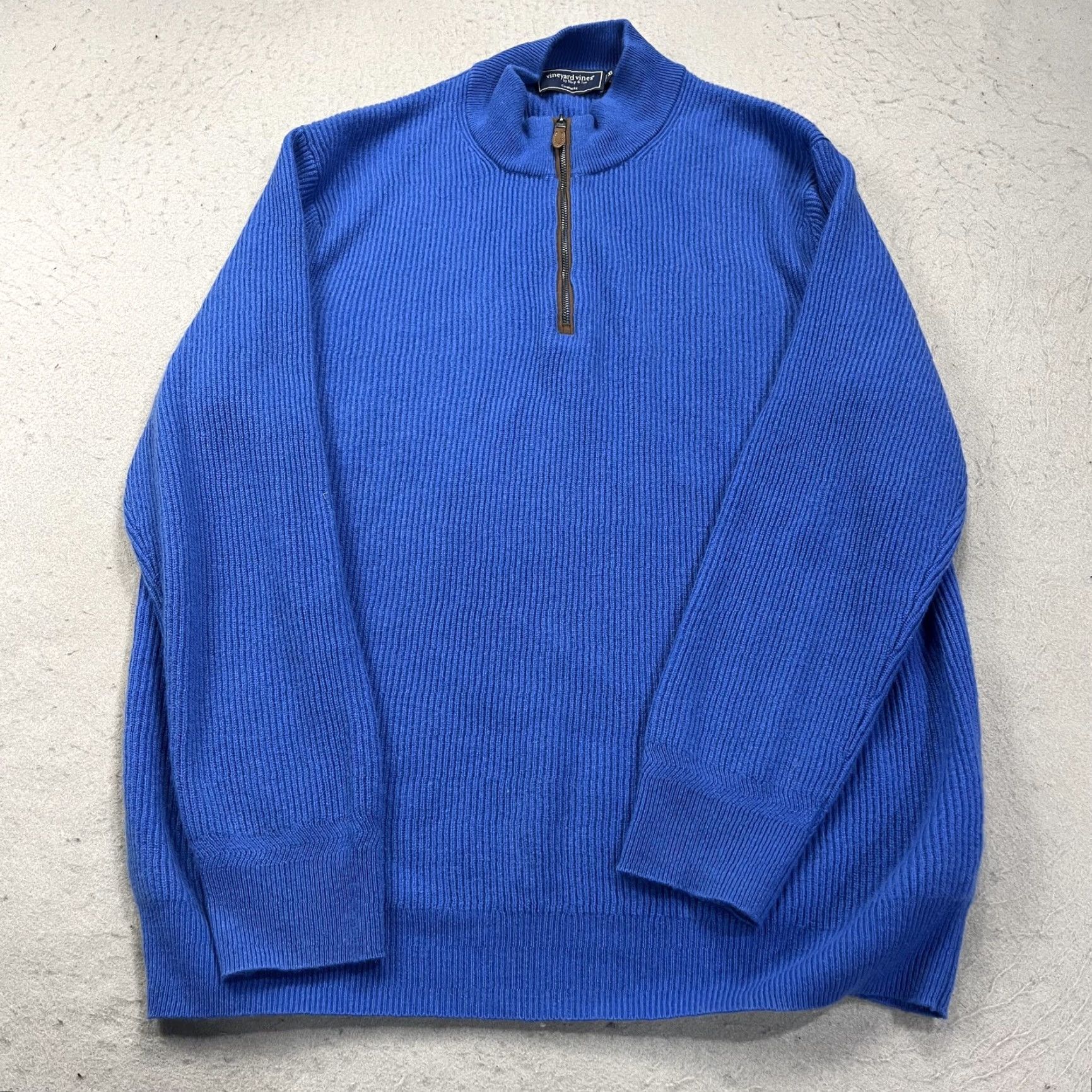 Vineyard Vines Vineyard Vines Sweater Mens XL Blue Cashmere 1/4 Zip Mock Neck Pullover Knit Preppy Size US XL / EU 56 / 4 - 2 Thumbnail