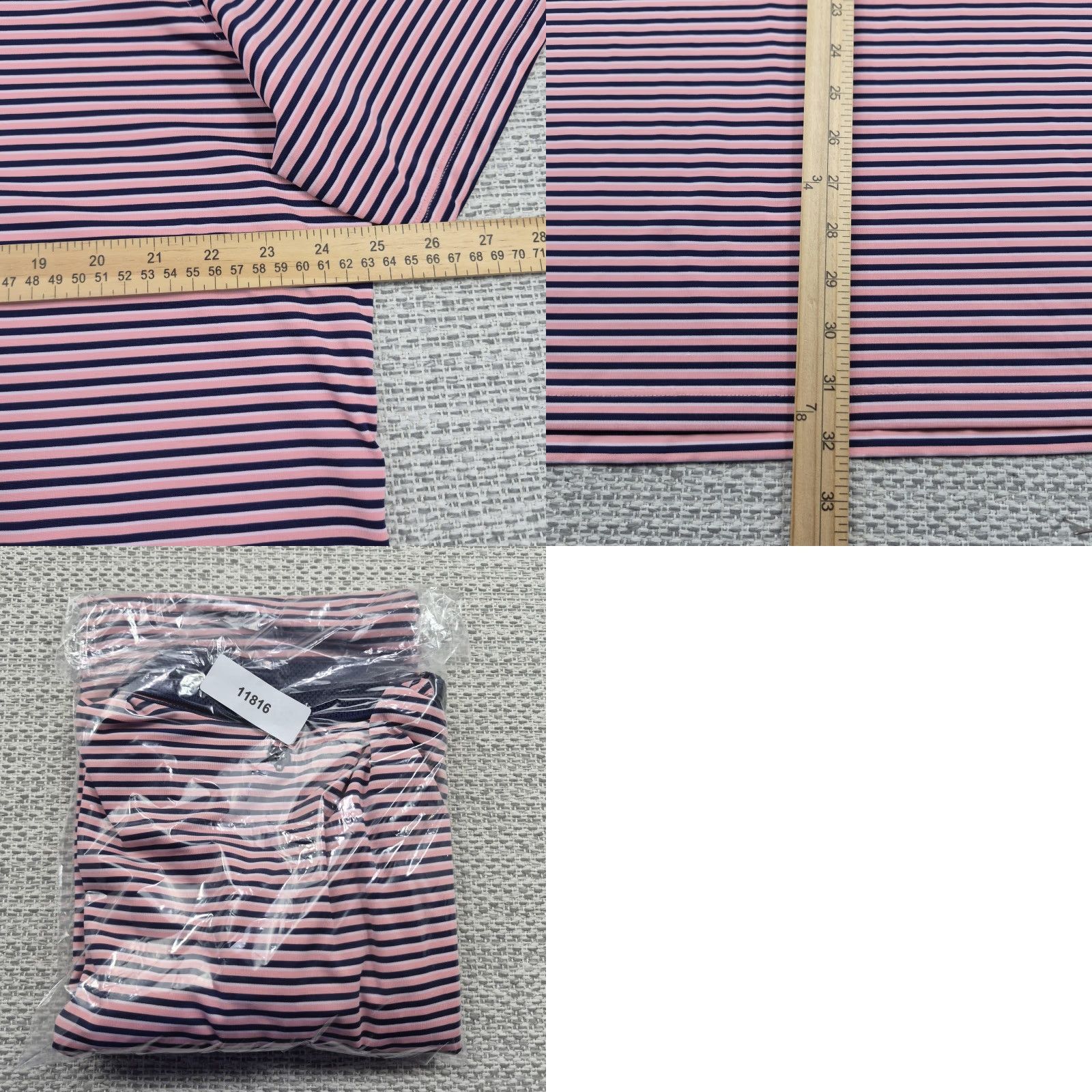 Vintage Greyson Polo Shirt Mens XL Pink Navy Stripe Knit Short Sleeve Golf Performance Size US XL / EU 56 / 4 - 8 Thumbnail