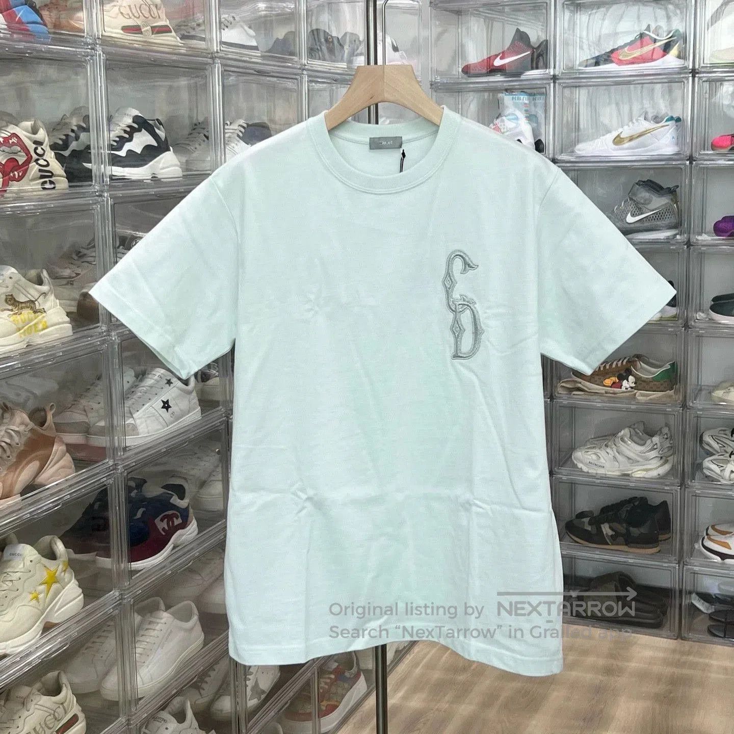 dior logo embroidered mint green t.