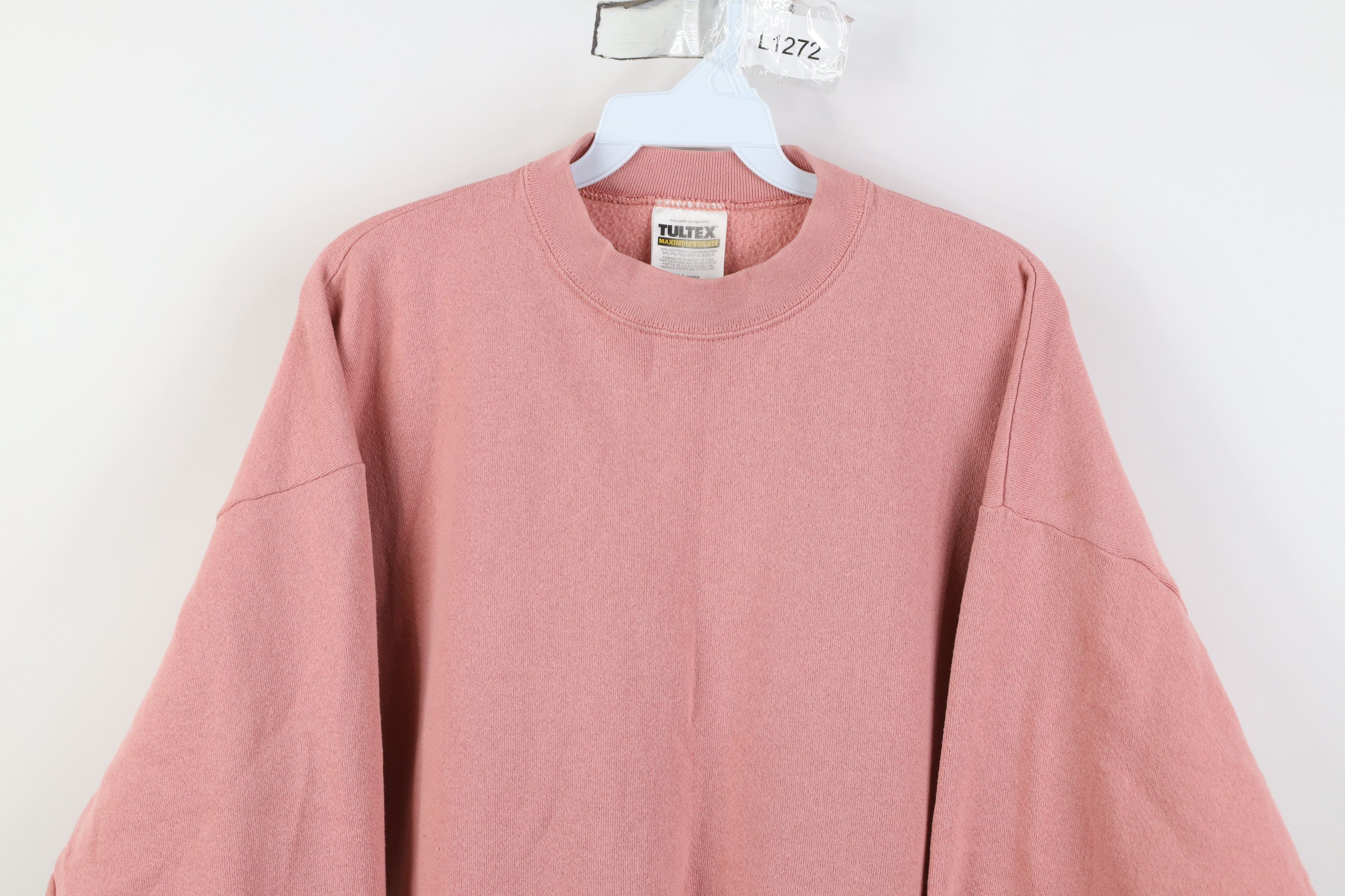 Vintage Vintage 90s Streetwear Blank Crewneck Sweatshirt Light Pink Size US XL / EU 56 / 4 - 2 Thumbnail