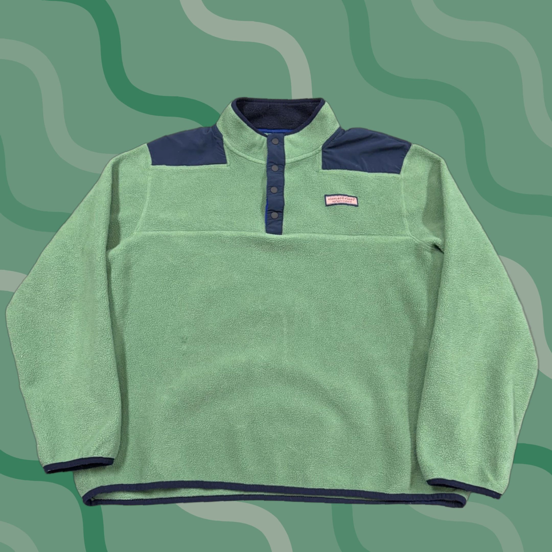 Vineyard Vines Vineyard Vines Sweater Womens XL Green Fleece Mock Neck Pullover Shirt Snap Button Logo Vintage No Size XL / US 12-14 / IT 48-50 - 1 Thumbnail