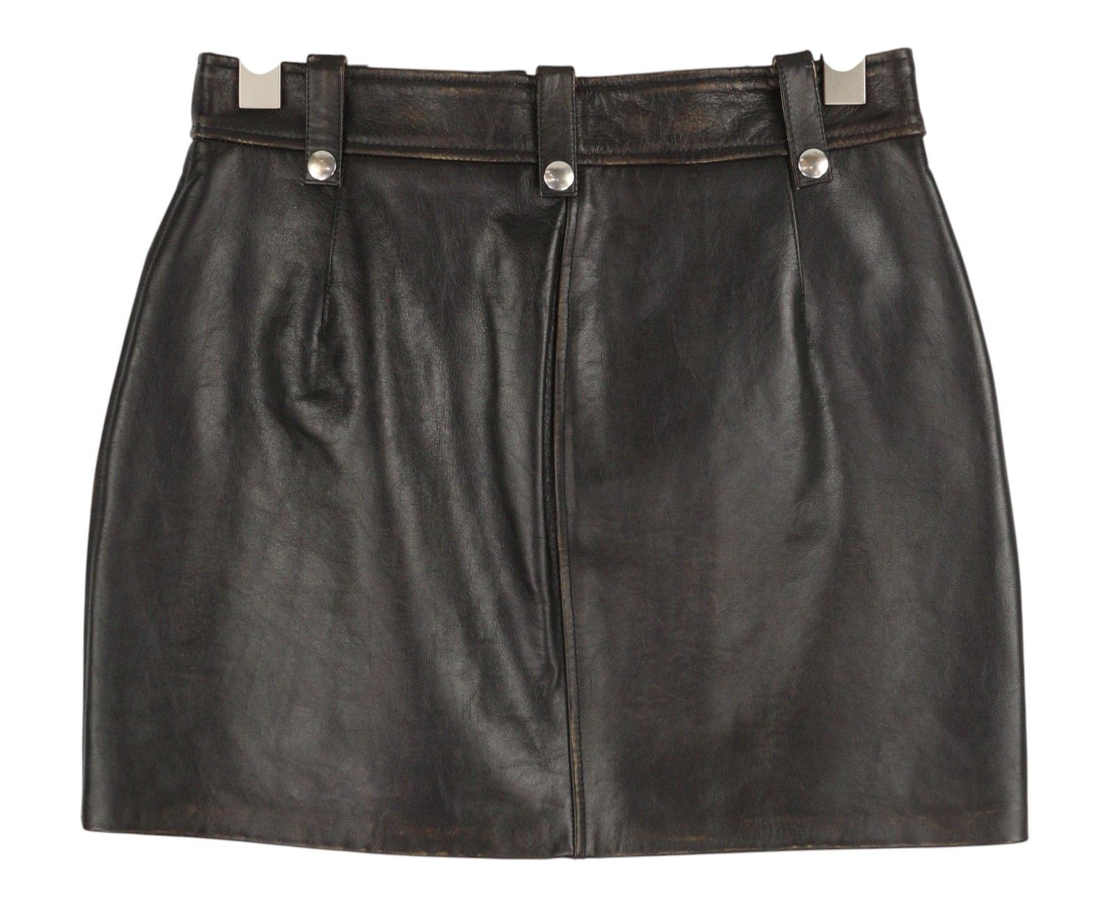 Diesel L-EMILIA W28 Black Cowhide Leather Zip Fly Mini Skirt 41312 Size 28" / US 6 / IT 42 - 4 Thumbnail