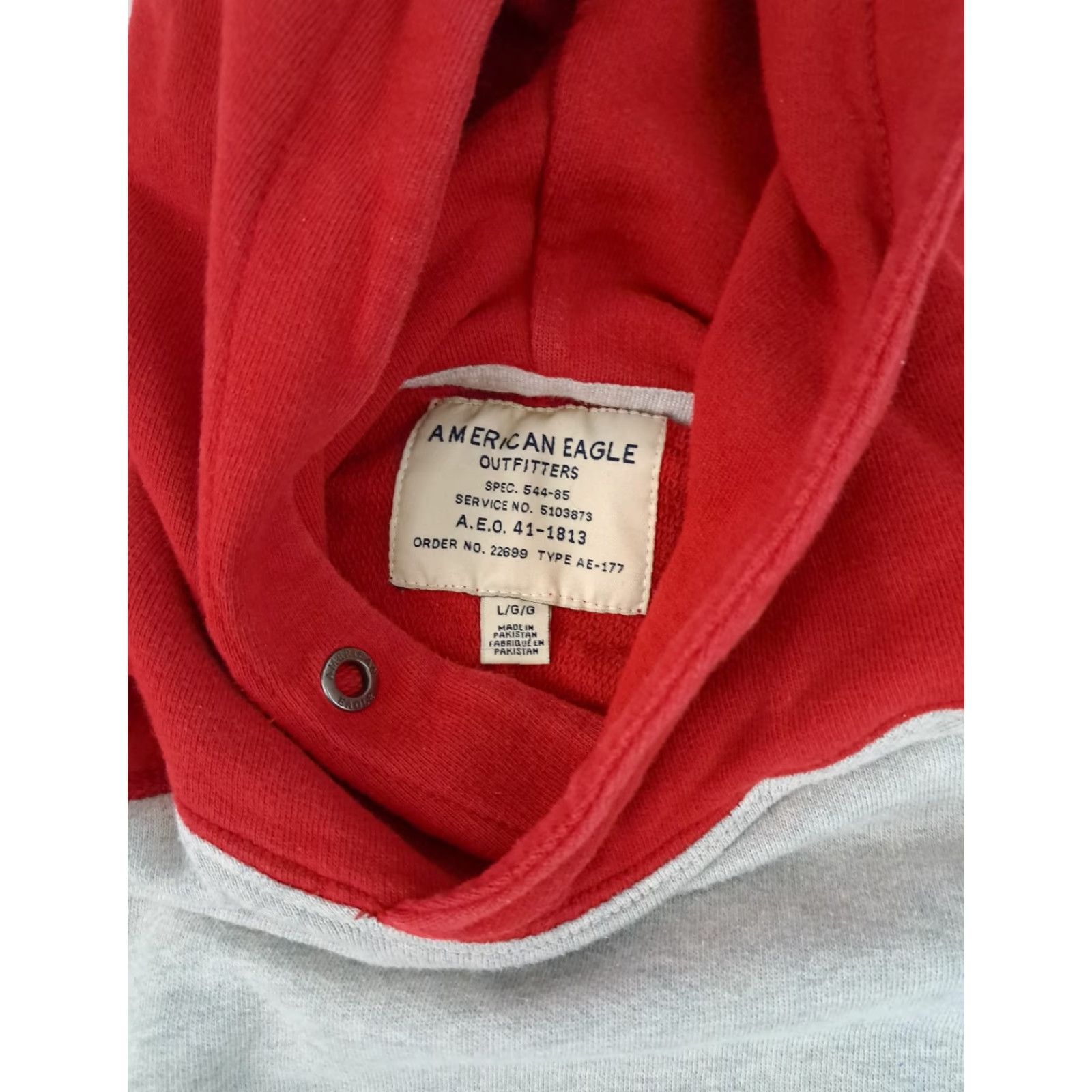 American Eagle Outfitters VINTAGE American Eagle Outfitters Red & Grey Cotton Hooded Sweatshirt L Unisex Adults 24in 24in pit to pit Size US L / EU 52-54 / 3 - 4 Thumbnail