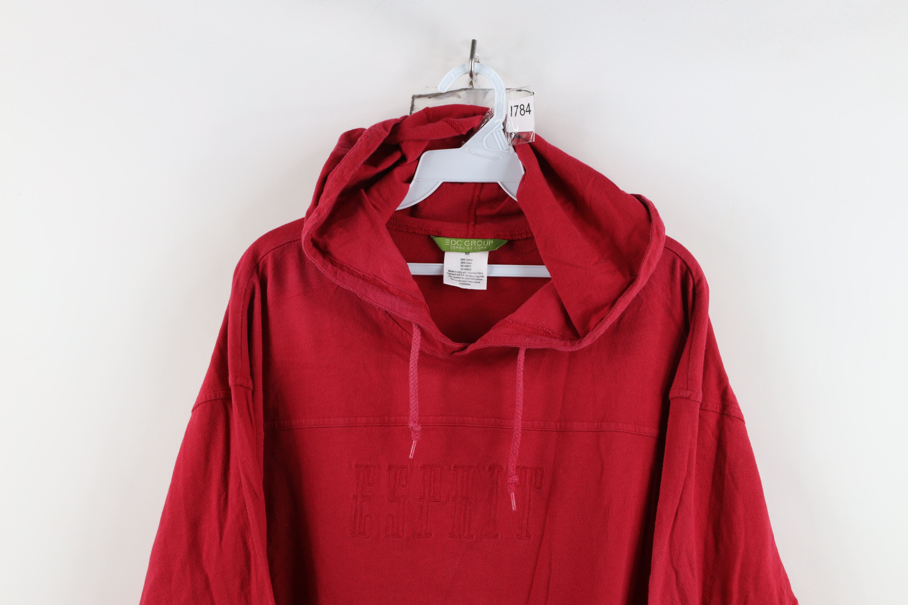Esprit Vintage 90s Esprit Spell Out Baggy Hoodie T-Shirt Red USA Size M / US 6-8 / IT 42-44 - 2 Thumbnail