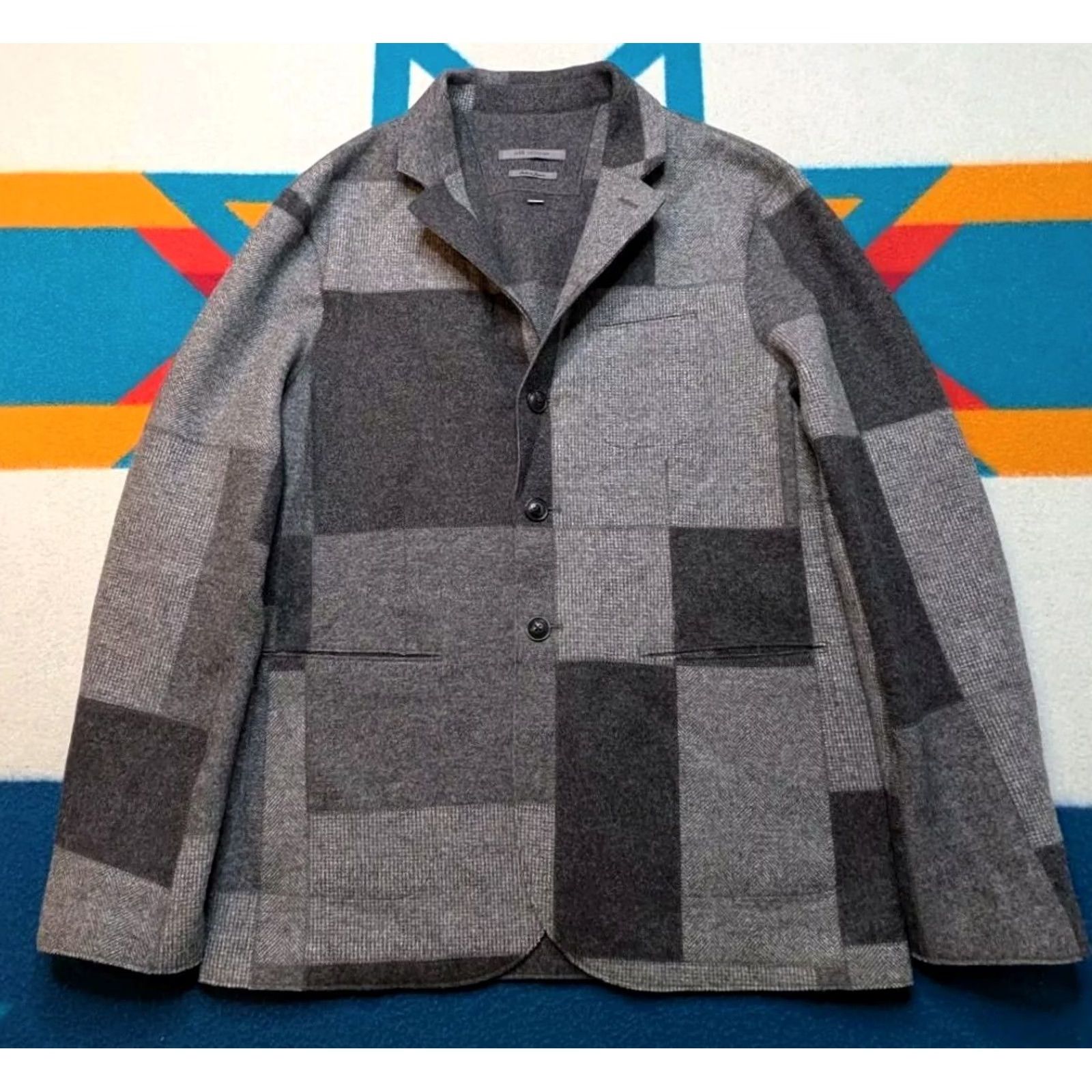 John Varvatos John Varvatos Blazer Jacket Coat Wool Cashmere Patchwork Japan Size 48 Gray Mens Designer Size 48R - 2 Thumbnail