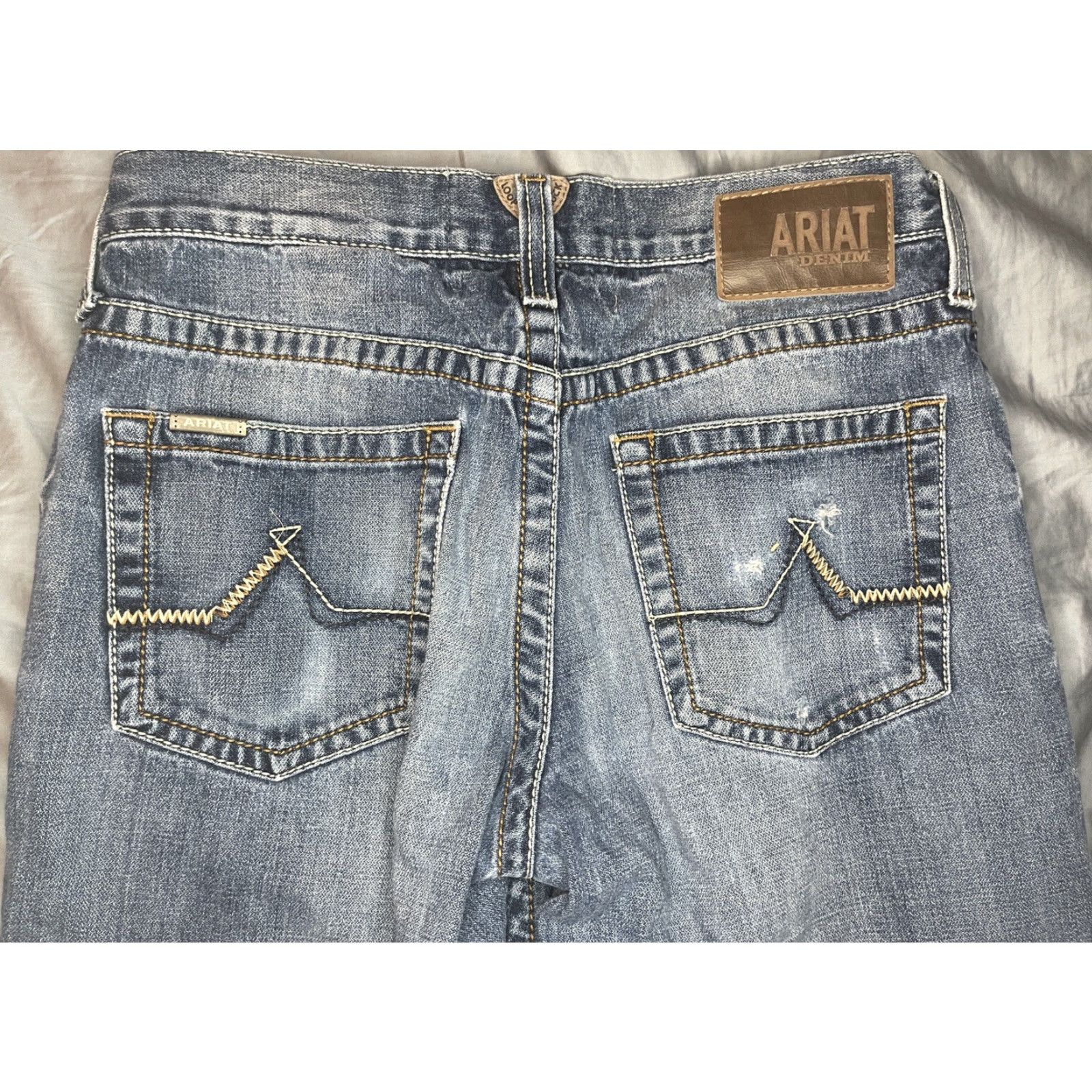Ariat Ariat M4 Low Rise Boot Jeans 5-Pocket Denim Size 30x30.5 Mens Blue Embroidered Pocket Belt Loops Logo Western Cowboy Regular Fit Size US 30 / EU 46 - 4 Thumbnail