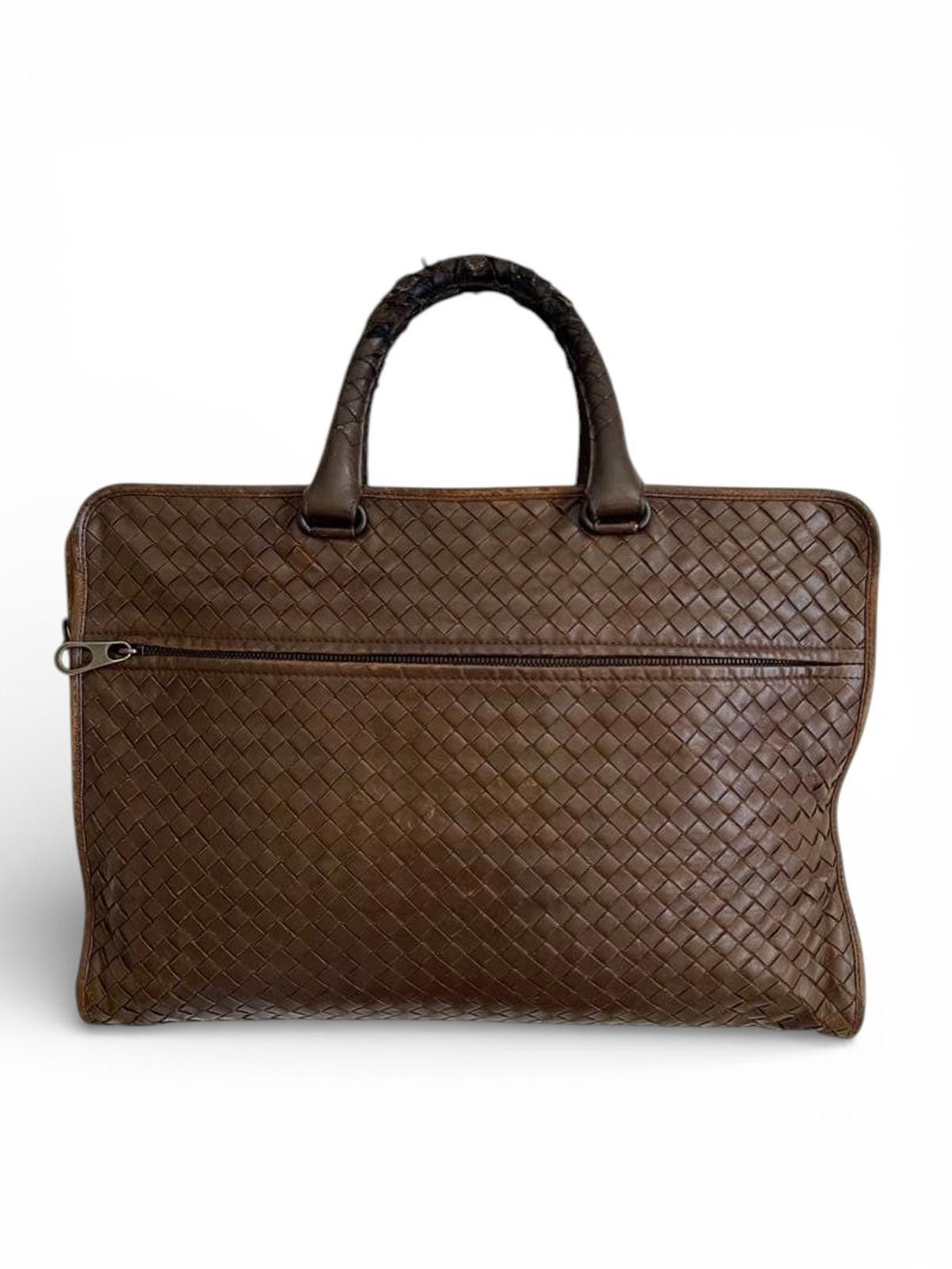 Bottega Veneta Bottega Veneta - Brown Woven Leather Satchel Bag Size ONE SIZE - 2 Thumbnail