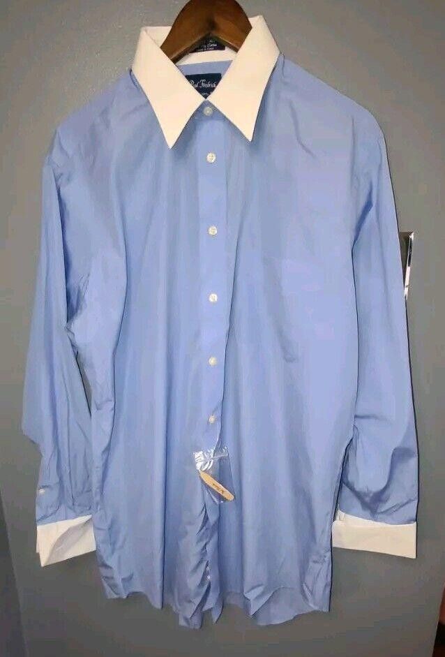 Paul Fredrick WHITE COLLAR Paul Fredrick Men's Blue Cotton Shirt 16 - 33 Size 38R - 1 Thumbnail