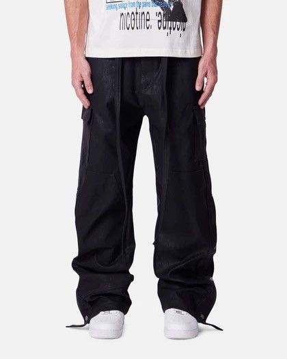 MNML MNML Straight Leather Snap Zipper Cargo Pants Black Size US 30 / EU 46 - 1 Thumbnail