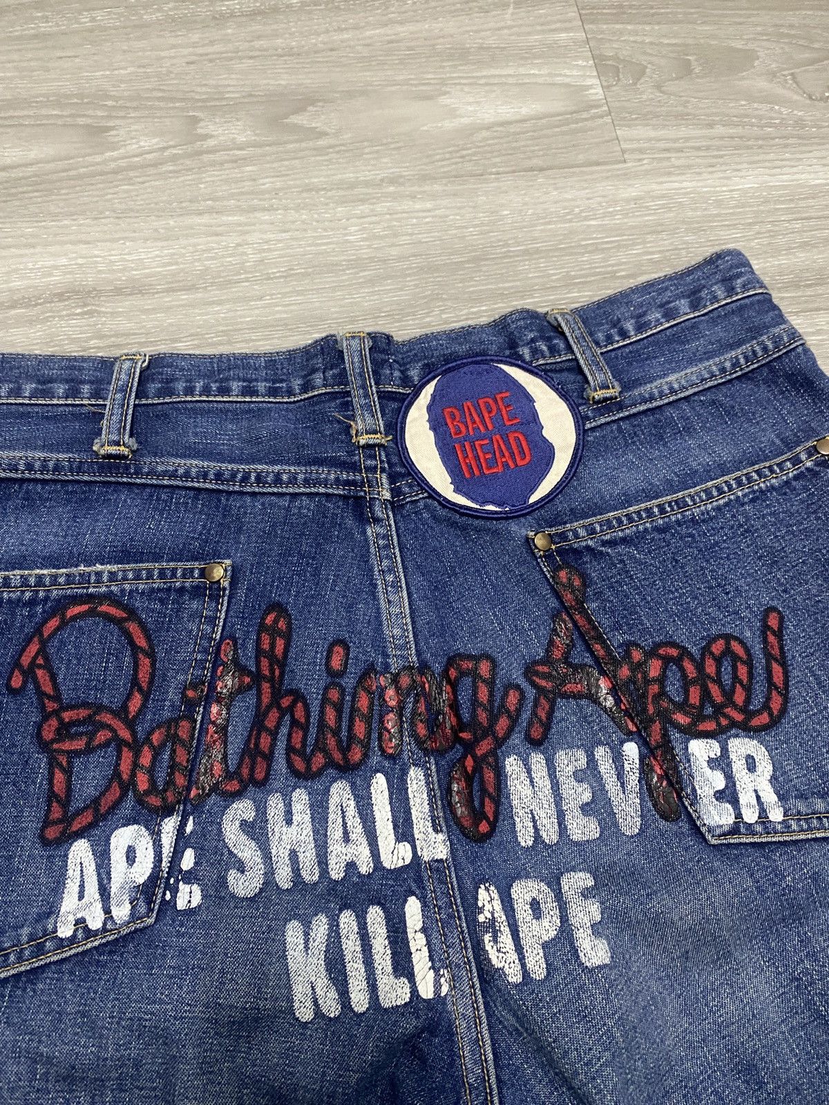 Bape RARE - APE SHALL NEVER KILL APE BAPE ROPE PATCH HEAD NIGO Size US 34 / EU 50 - 2 Thumbnail