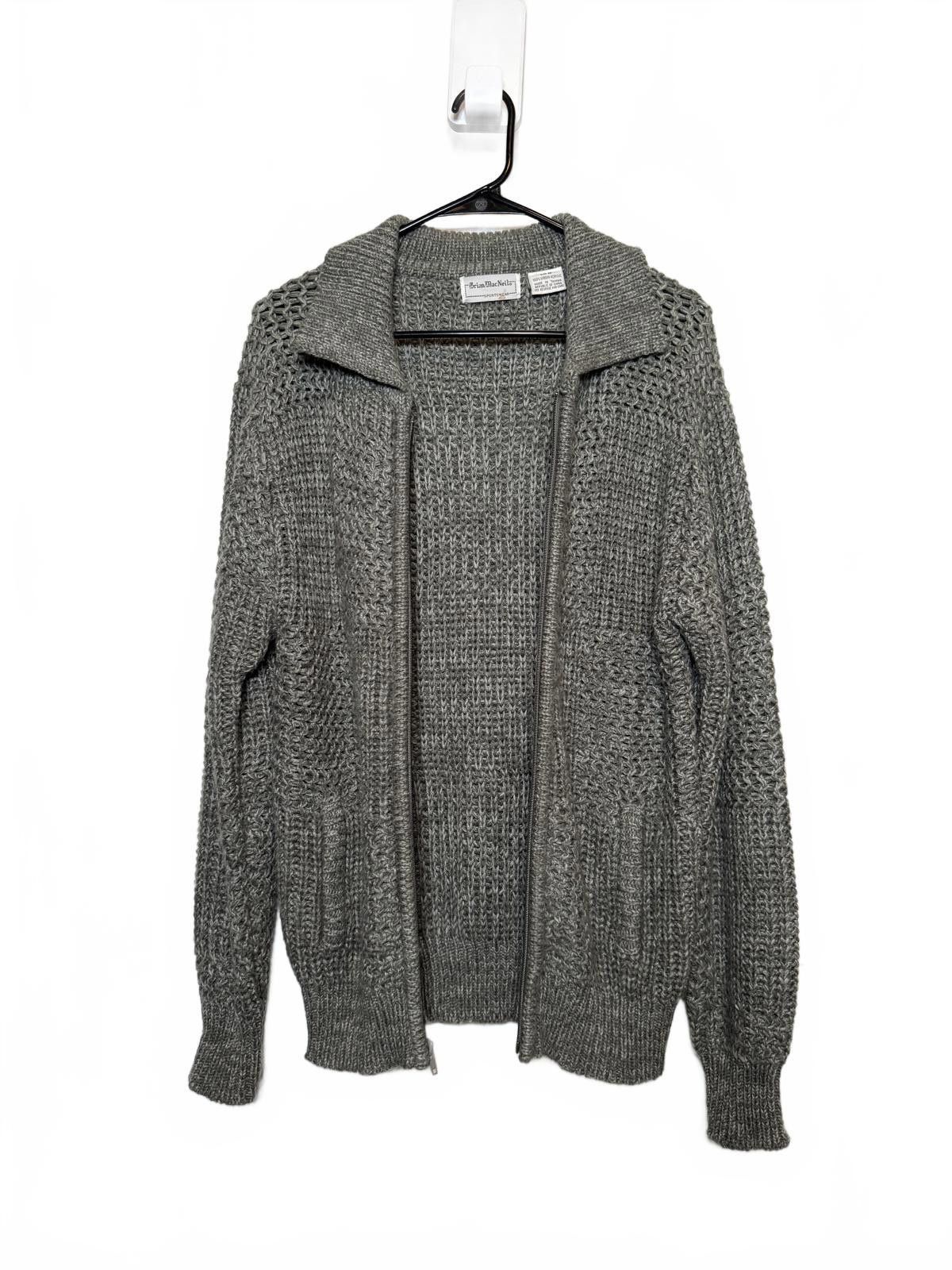 Other Vintage 80s Thick Grey Wool Blend Zip-Up Cardigan Sweater Size US M / EU 48-50 / 2 - 2 Thumbnail