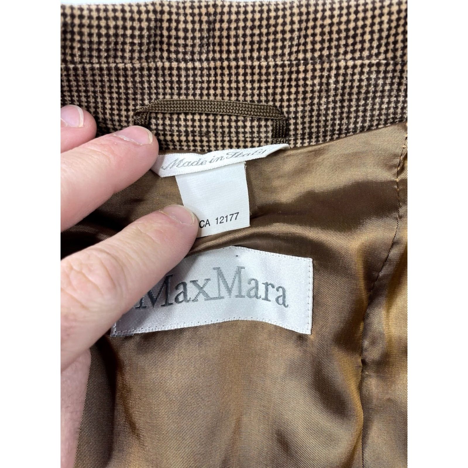 Max Mara MAX MARA Blazer Jacket Brown Plaid Women 4 Cotton Equestrian Military Blazer Notch Lined Single-Breasted Three-Button" Size S / US 4 / IT 40 - 3 Thumbnail