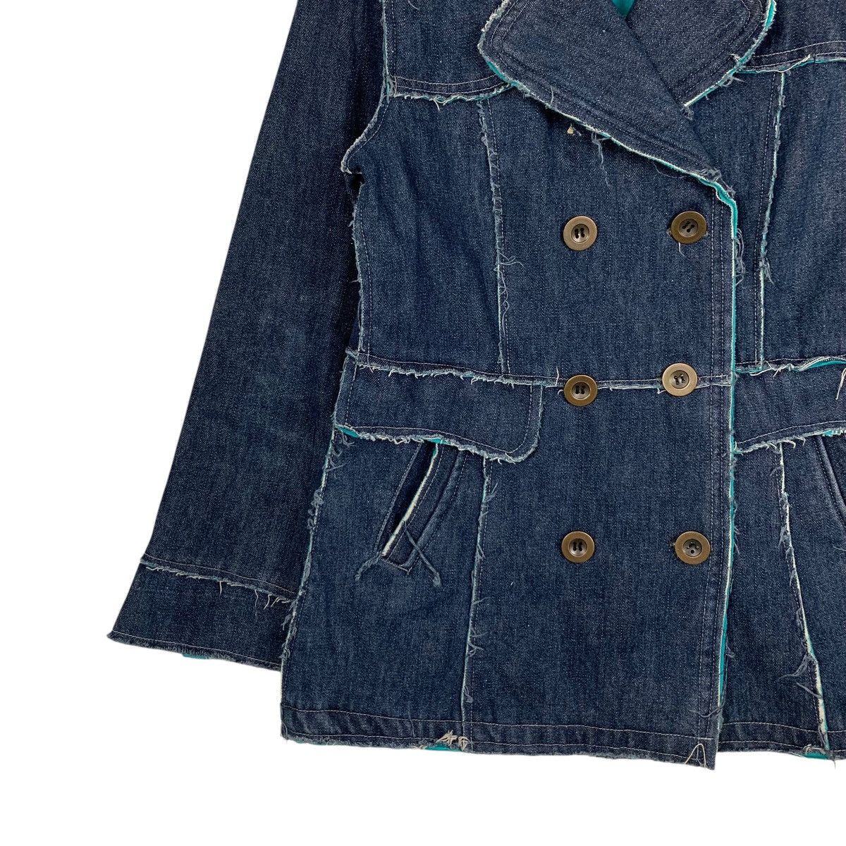 Japanese Brand B+L Double Breasted Deconstructed Denim Jacket #1939-C84 Size L / US 10 / IT 46 - 3 Thumbnail