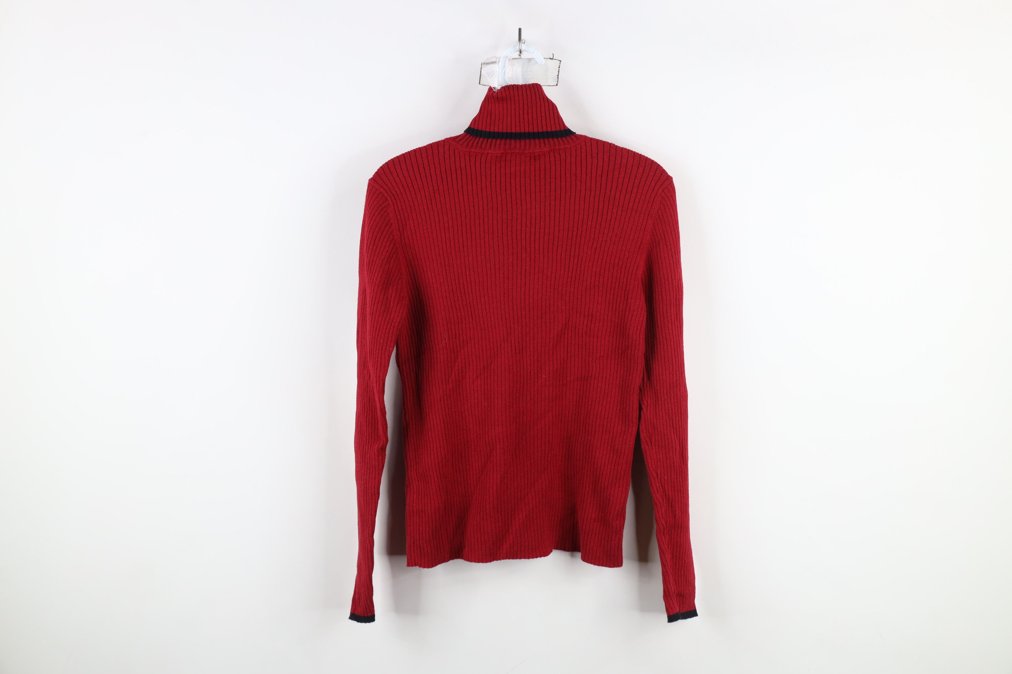Ralph Lauren × Vintage Vintage 90s Ralph Lauren Ribbed Knit Turtleneck Sweater Red Size S / US 4 / IT 40 - 9 Thumbnail