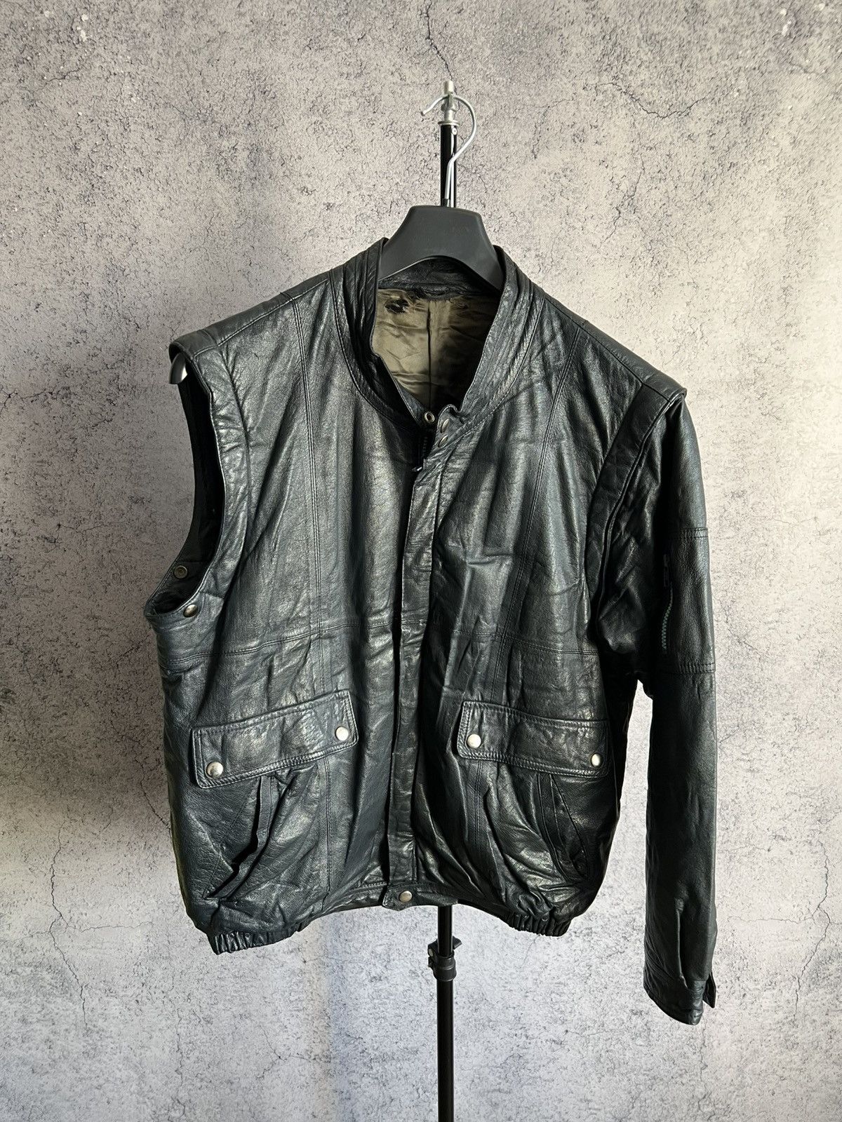 Genuine Leather Vintage Genuine Leather Bomber Jacket 90s Transformer Vest Size US L / EU 52-54 / 3 - 6 Thumbnail