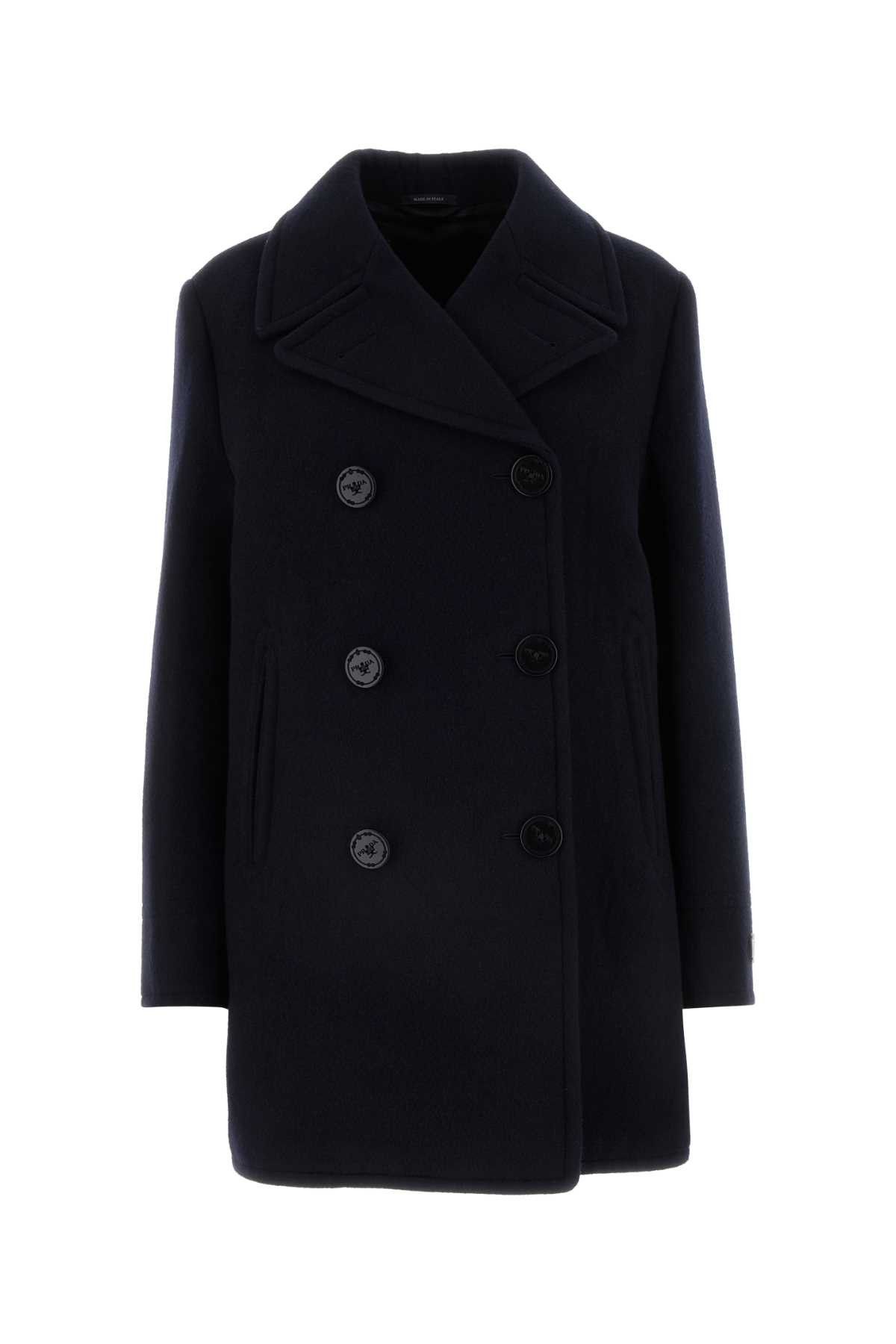 image of Prada Midnight Blue Wool Blend Coat, Women's (Size XS)