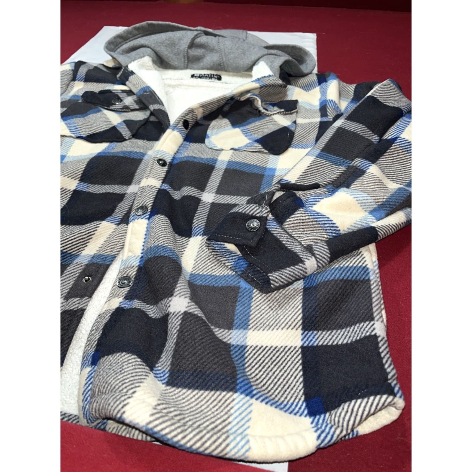 Vintage Matix Shirt Jacket Hooded Lined Plaid Sherpa Gray Hoodie Mens M Size US M / EU 48-50 / 2 - 5 Thumbnail
