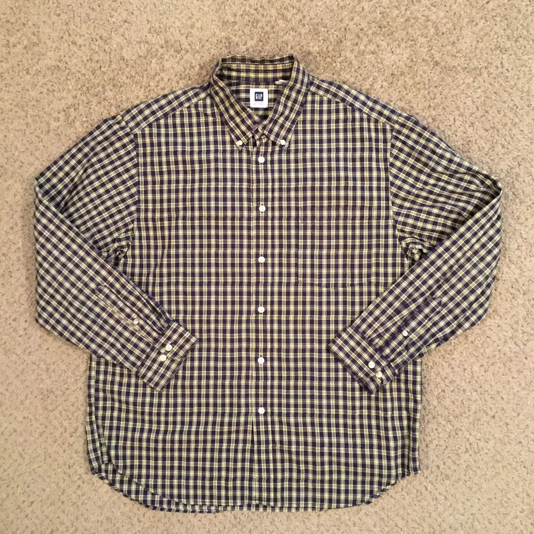Gap Gap Shirt Button-Up Mens Large Blue Plaid Long Sleeve Casual Cotton Size US L / EU 52-54 / 3 - 2 Thumbnail