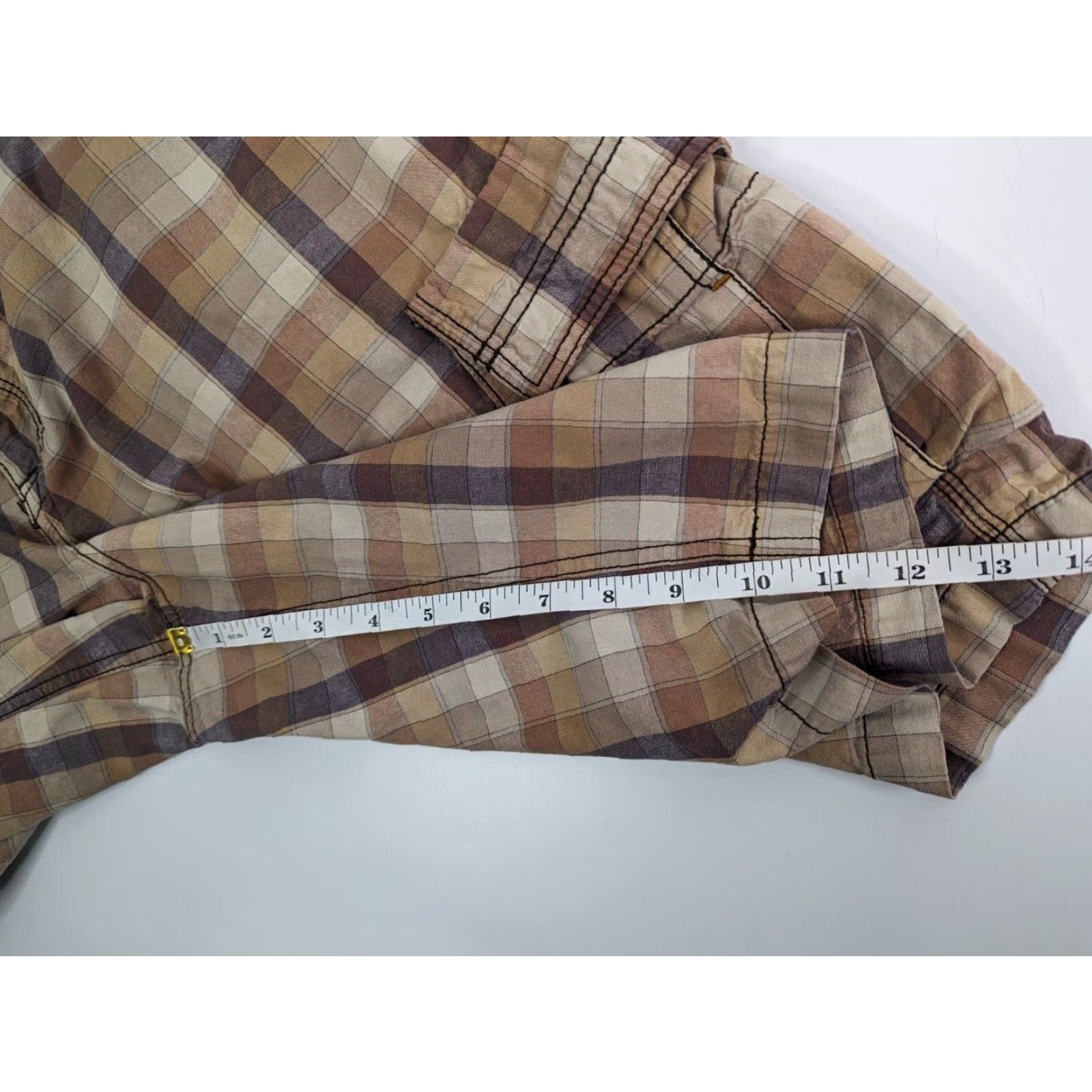 Tommy Bahama Tommy Bahama Cargo Shorts Men 38 Beige Brown Orange Plaid 100% Cotton Outdoors Easy Care Relaxed Cargo Pocket Casual Beach Early 90s? Size US 38 / EU 54 - 3 Thumbnail