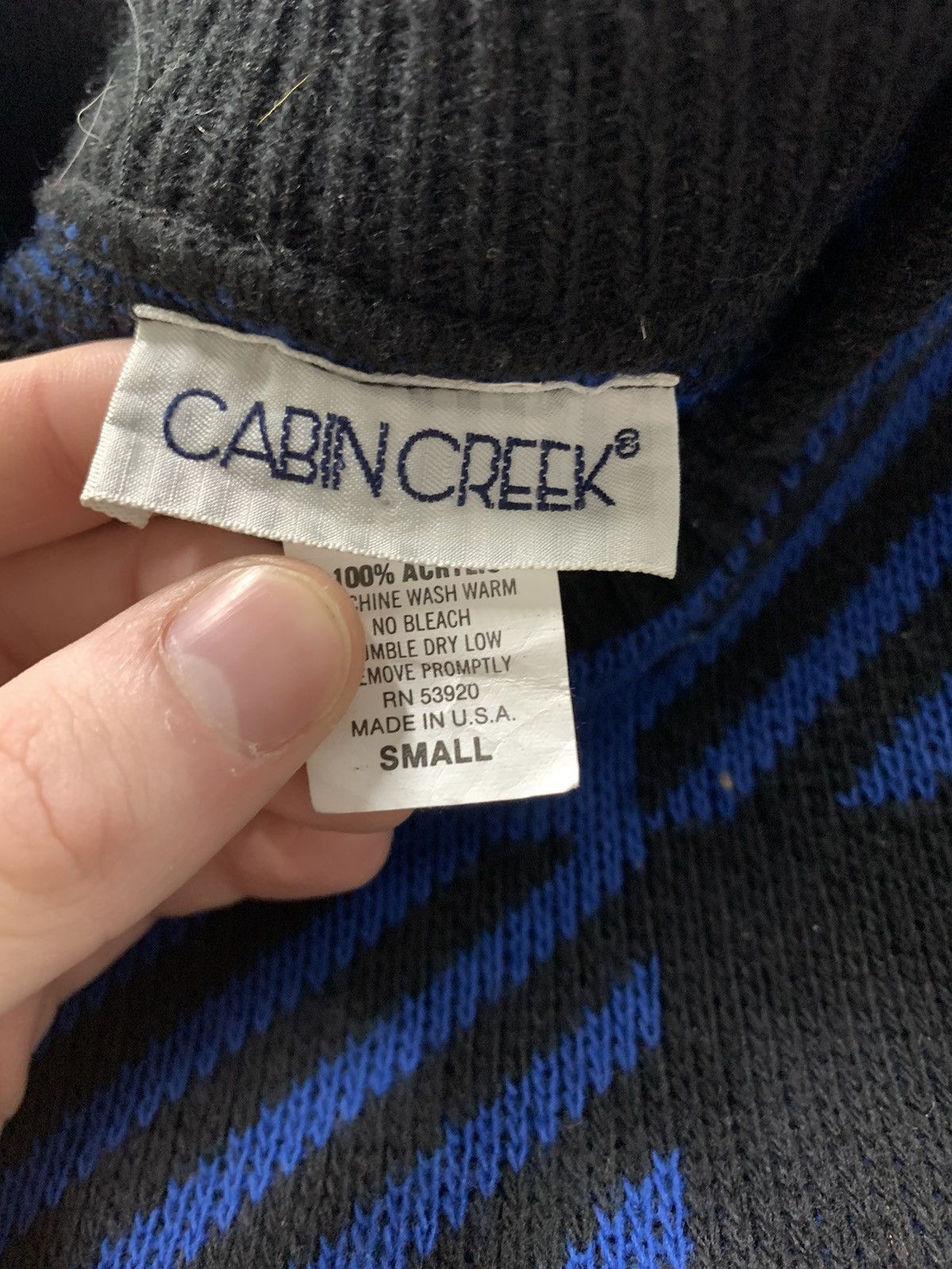 Vintage Vintage Blue Black Check Knit Sweater Size US L / EU 52-54 / 3 - 1 Thumbnail