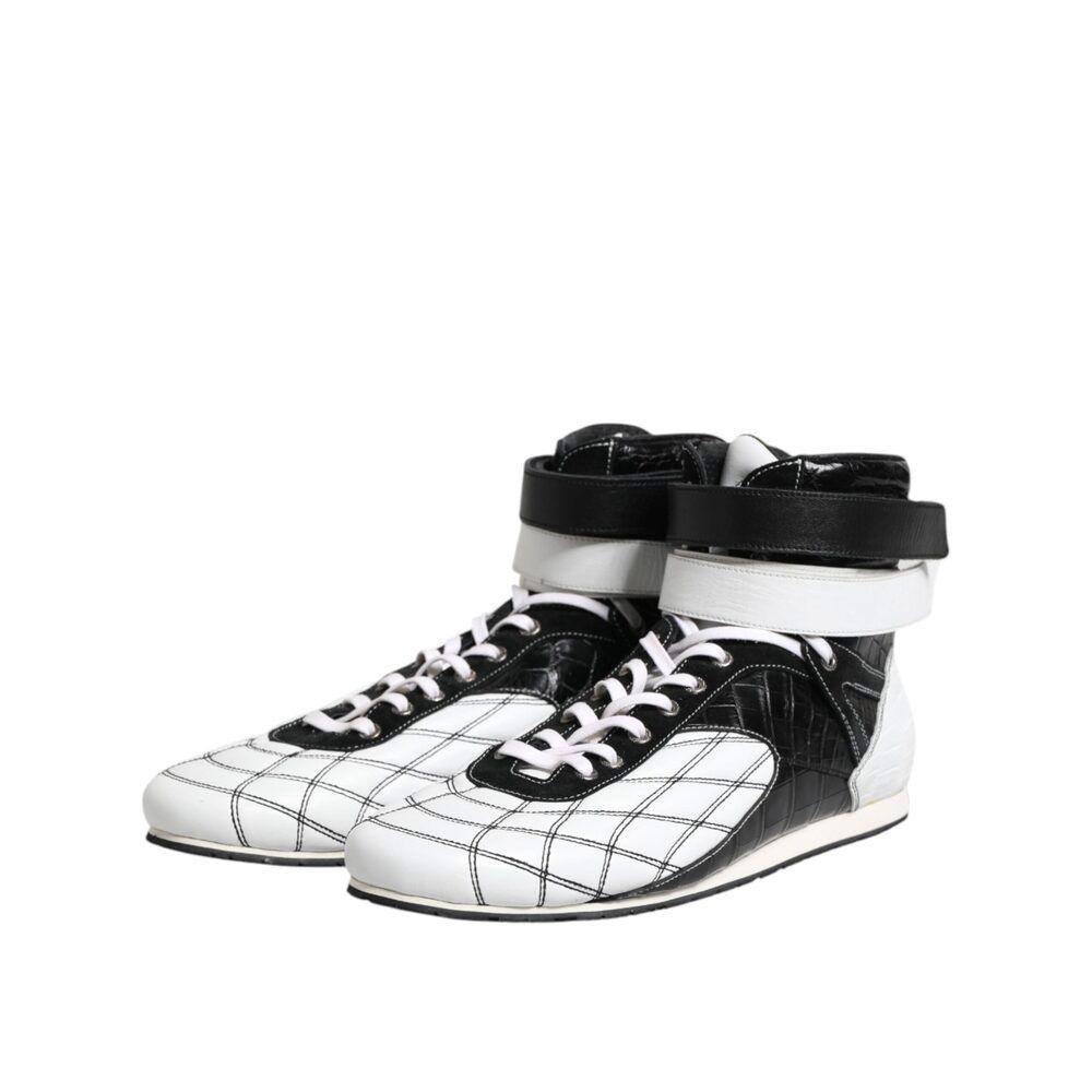 Dolce & Gabbana Dolce & Gabbana Black White Leather High Top Sneakers Shoes Size US 11 / EU 44 - 4 Thumbnail