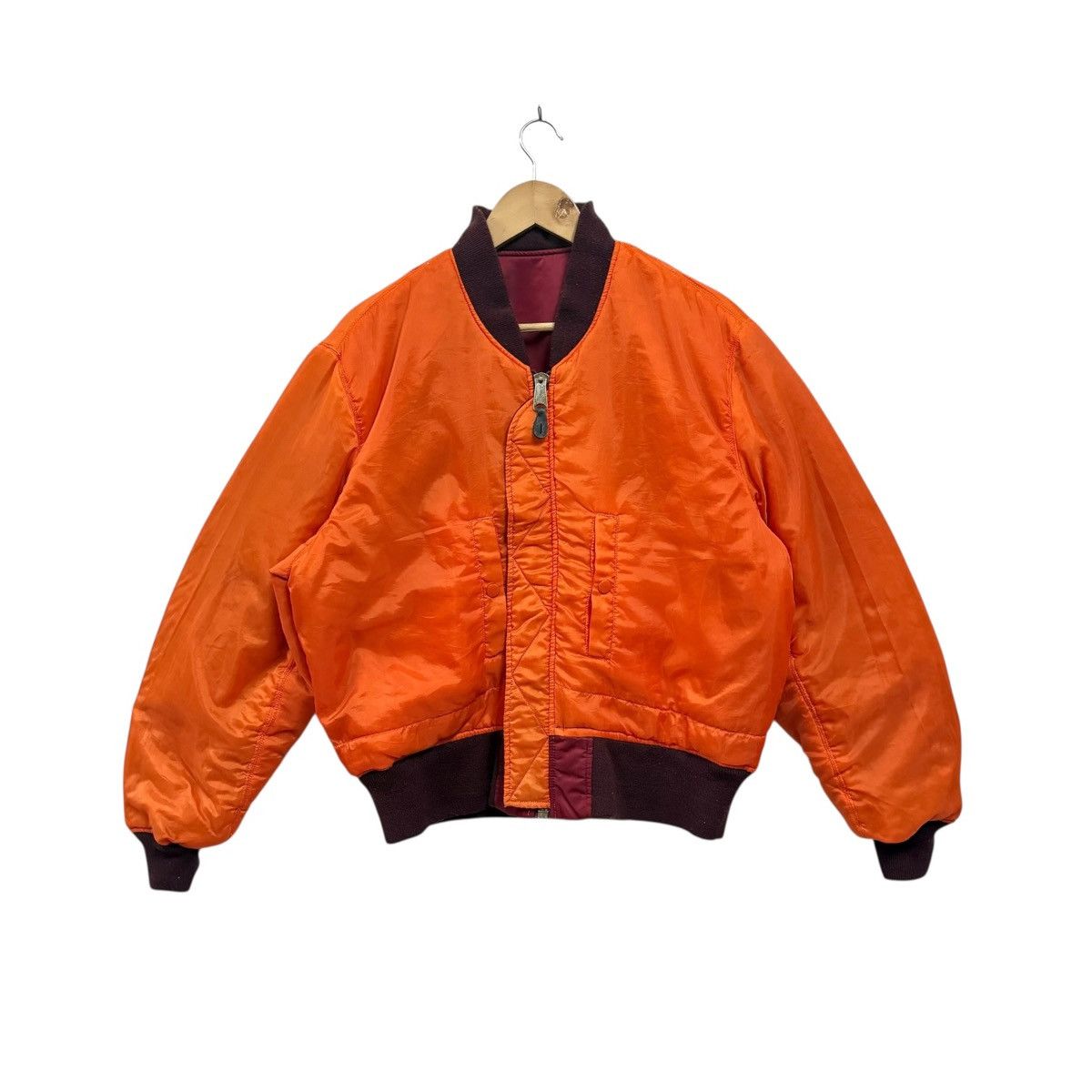 Alpha Industries Vintage Alpha Industries Ma1 Bomber Jacket Maroon Reversible Size US XL / EU 56 / 4 - 2 Thumbnail