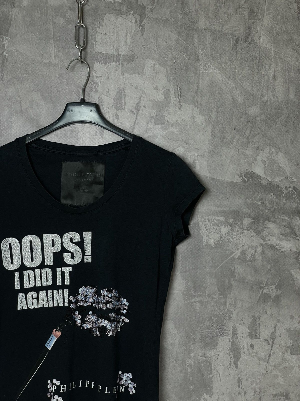 Philipp Plein Vintage Black Philipp Plein Tee Tank Top Crystals “oops” Size S / US 4 / IT 40 - 4 Thumbnail