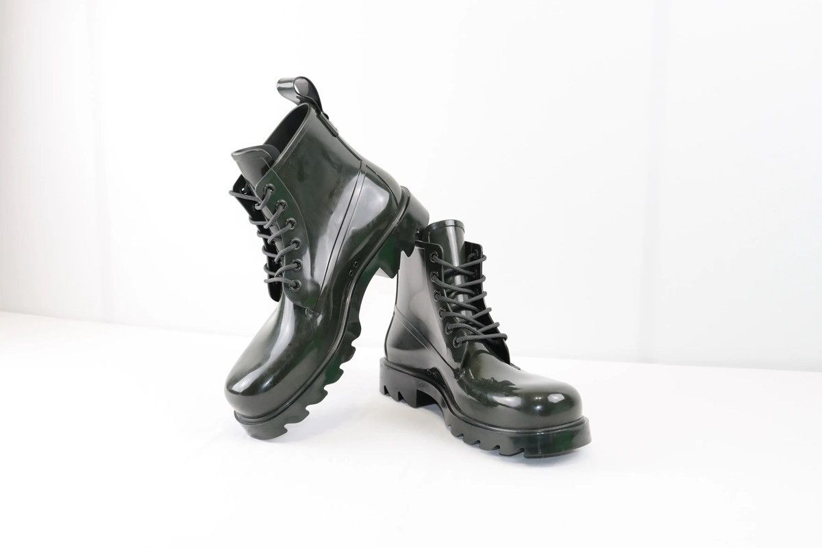Bottega Veneta Shiny Rubber Stride Ankle Boots Bottle Green Size US 11 / IT 41 - 4 Thumbnail