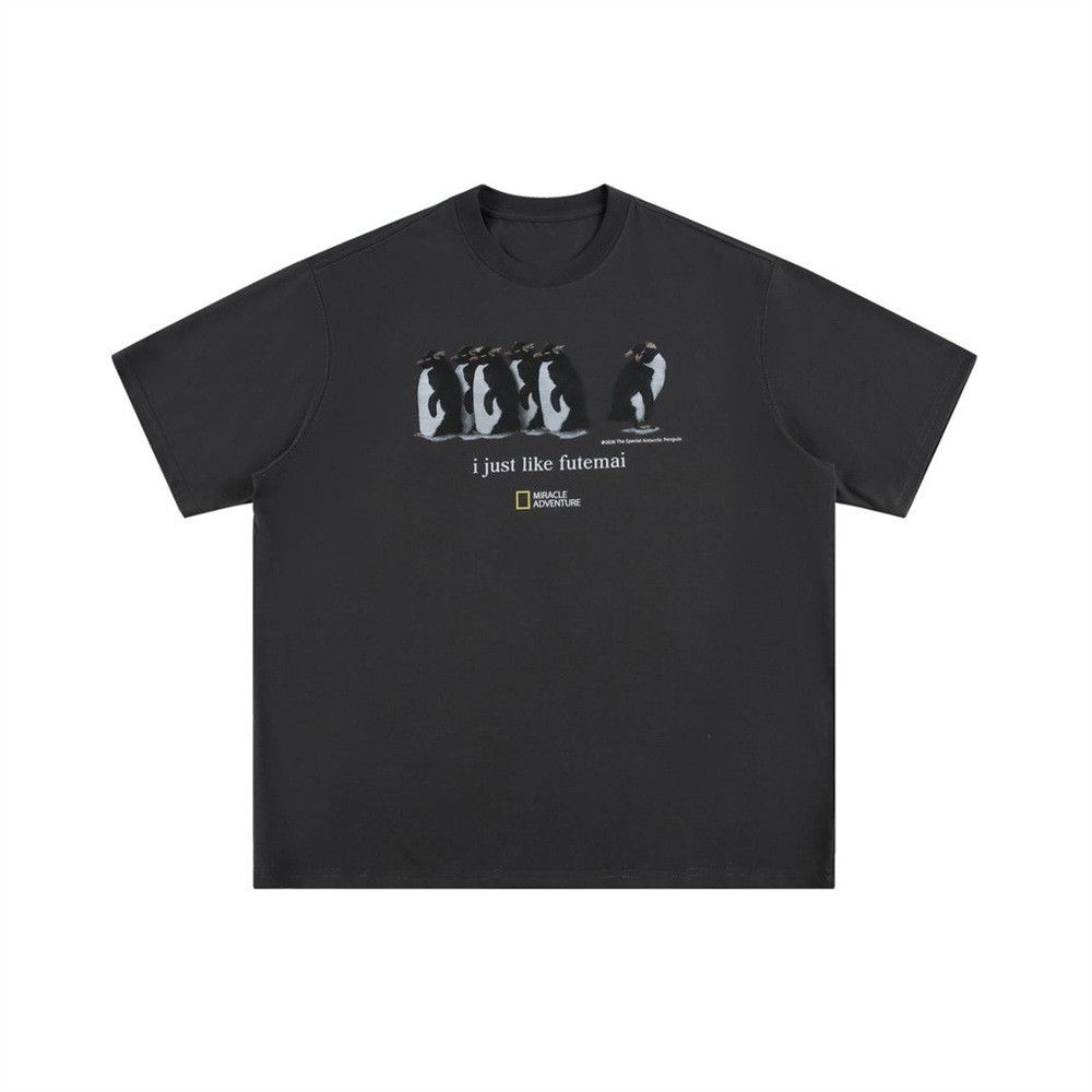 Japanese Brand Men's Loose Casual Penguin Print T-Shirt Short Sleeve Size US M / EU 48-50 / 2 - 1 Thumbnail