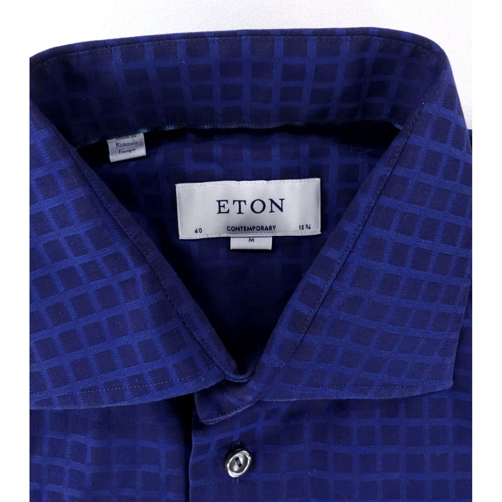 Eton Eton Button-Up Shirt Long Sleeve Mens 40/15.75 M Window Pane Blue Size US L / EU 52-54 / 3 - 2 Thumbnail