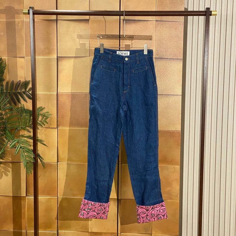 Loewe LOEWE Blue floral rolled-up jeans Size 42" / US 20 - 1 Thumbnail