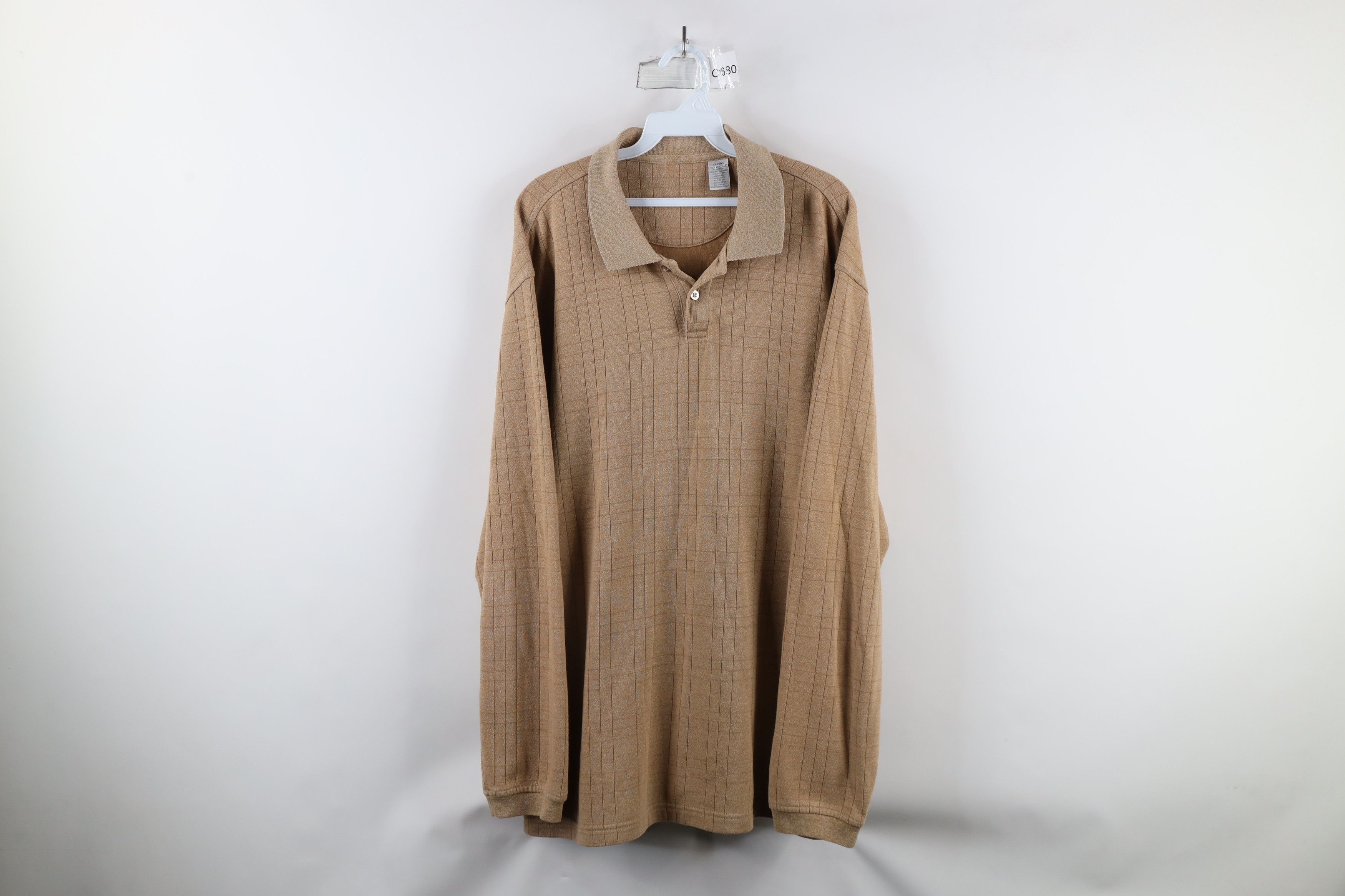 Vintage Vintage 90s Streetwear Collared Long Sleeve Rugby Polo Beige Size US XL / EU 56 / 4 - 1 Thumbnail