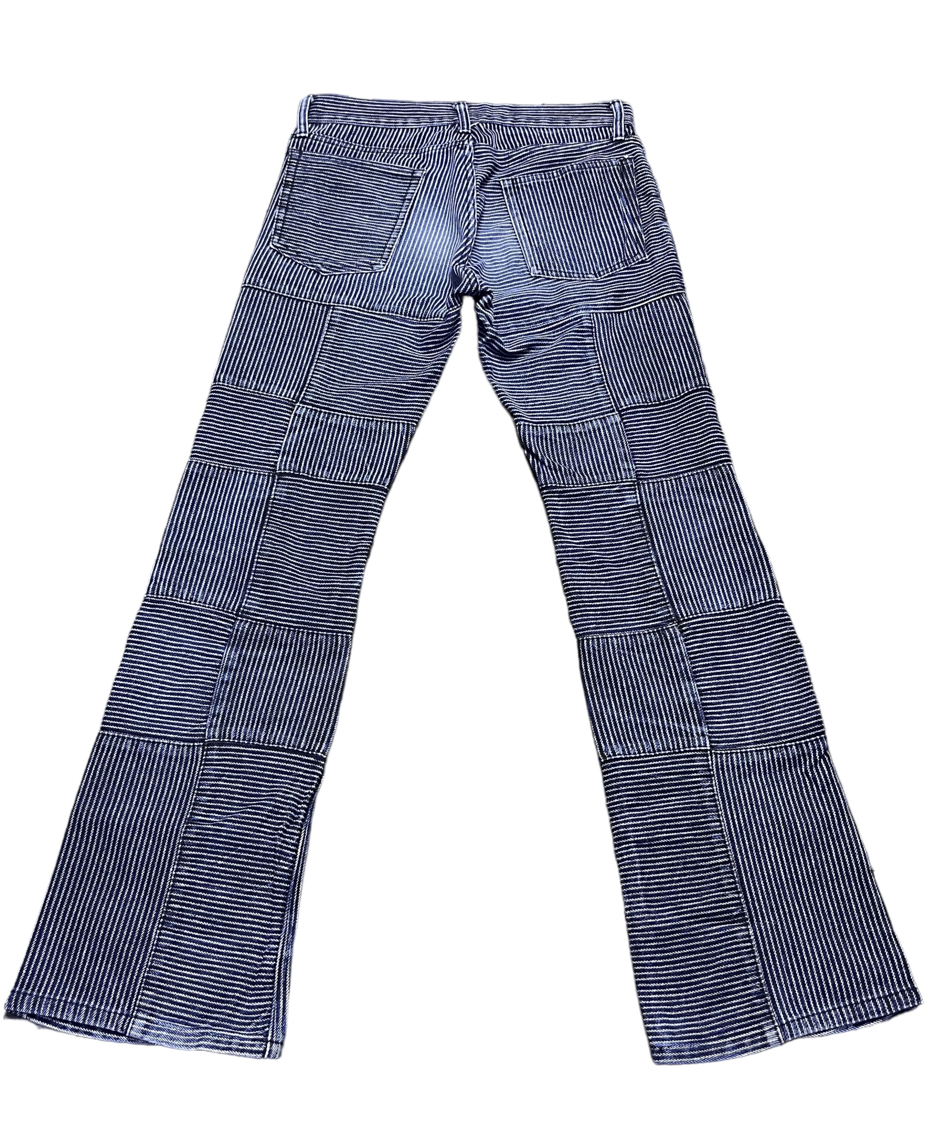 Japanese Brand RUPERT THE DIFFERENCE Hickory Stripes Patchwork Flare Denim Size 28" / US 6 / IT 42 - 2 Thumbnail