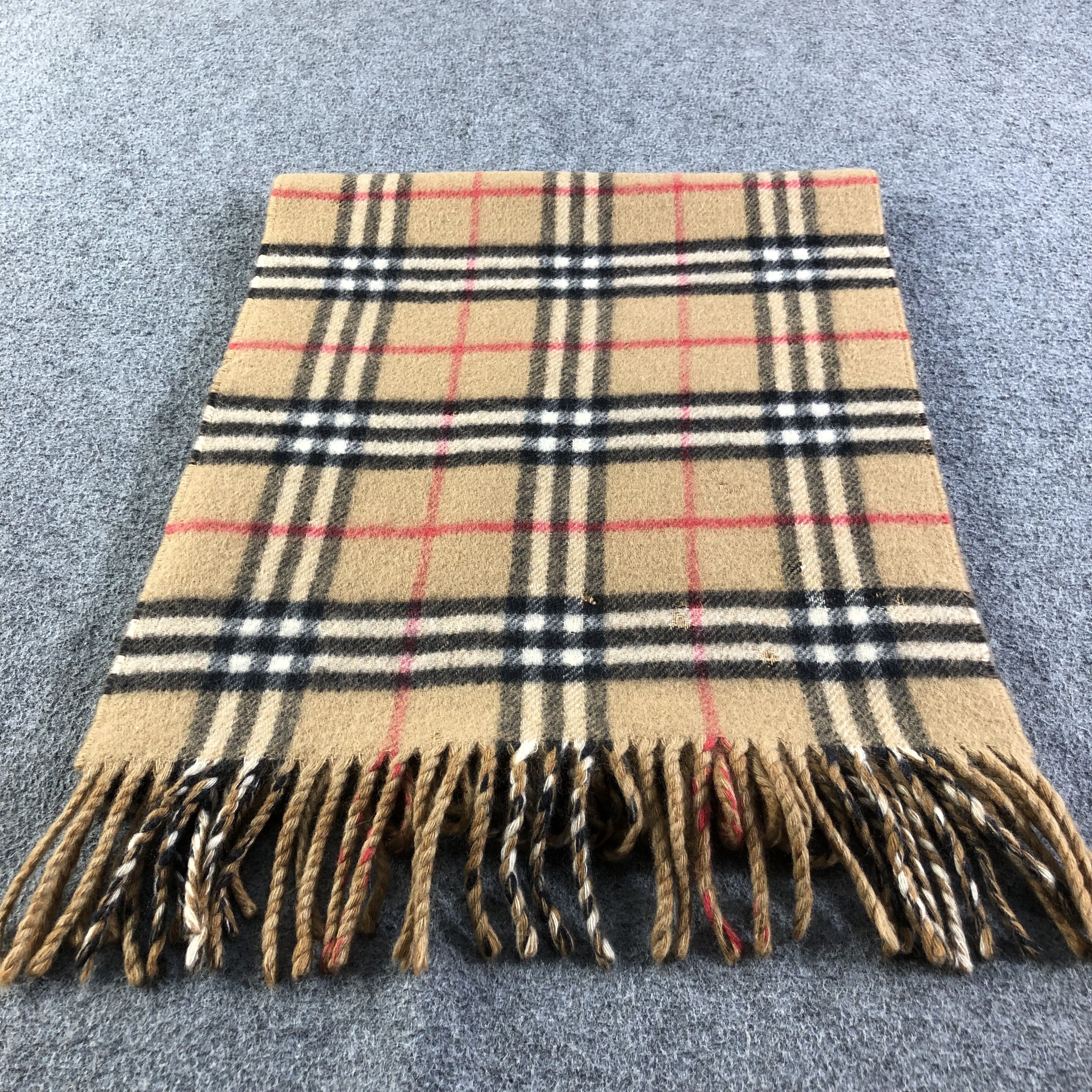 Burberry Burberrys Nova Check Tan Cashmere Scarf Muffler V1781 Size ONE SIZE - 2 Thumbnail