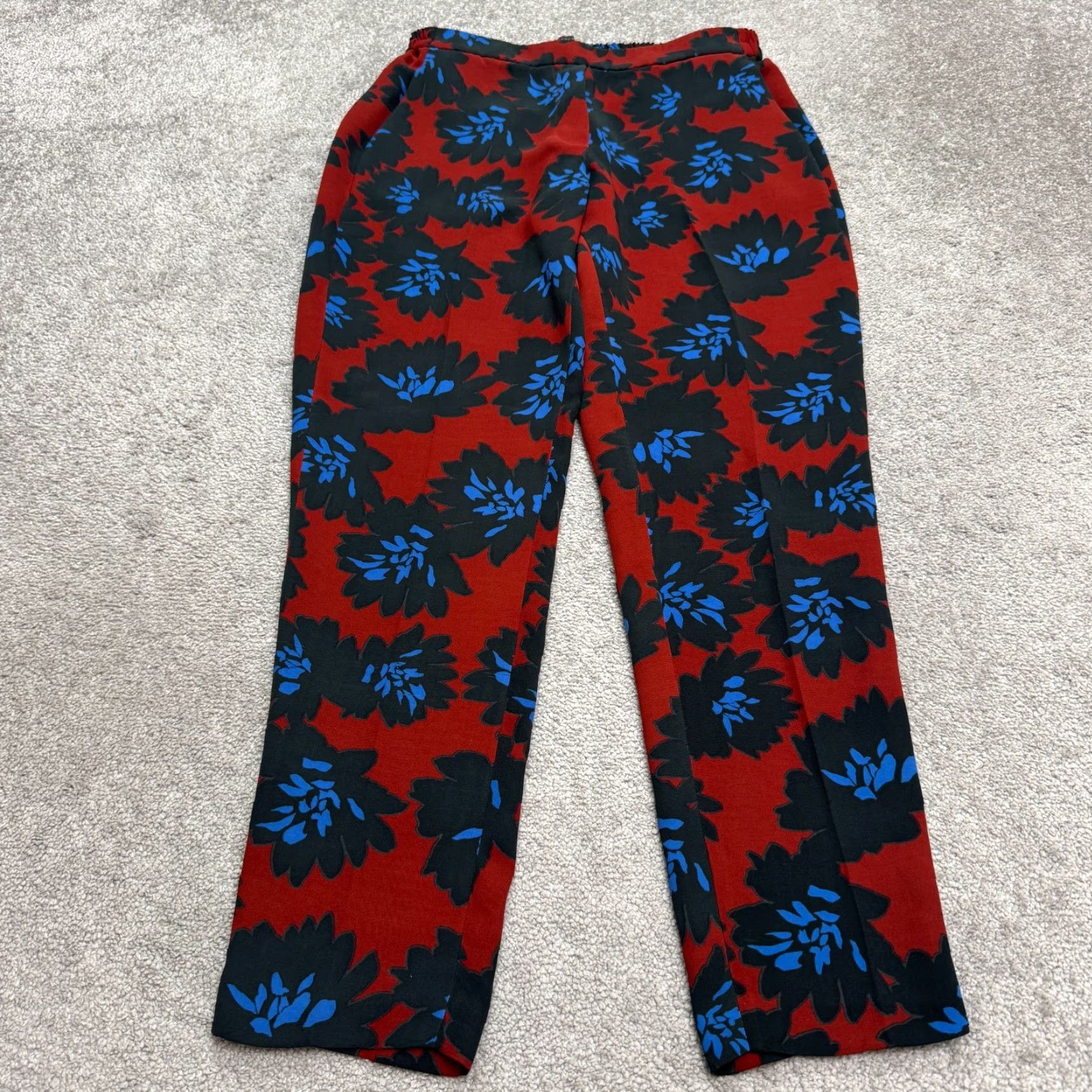 J.Crew J.Crew Pants Womens 8 Firework Floral Tapered Pull On Boho Casual Red Blue Black Size 30" / US 8 / IT 44 - 2 Thumbnail