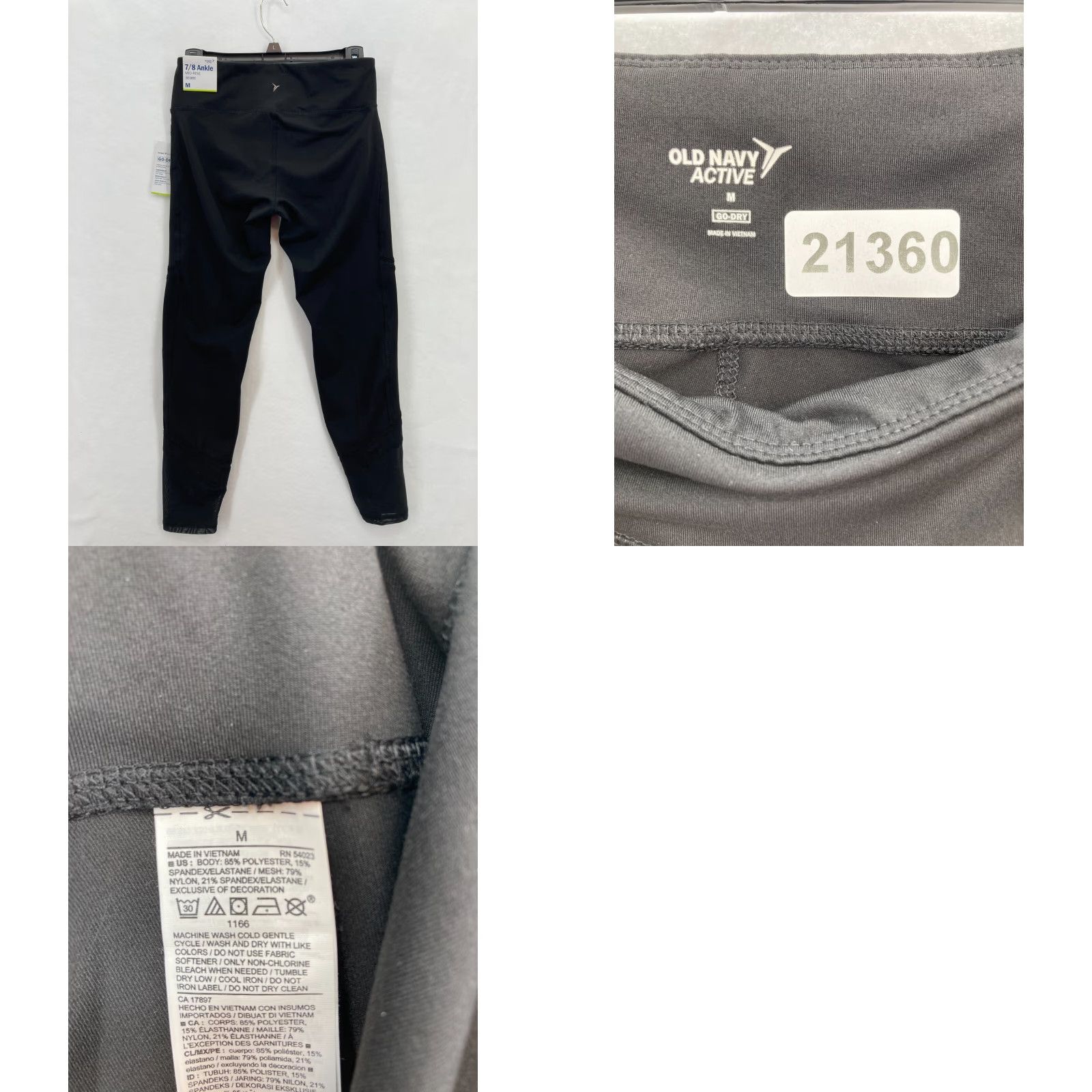 Old Navy Old Navy Active Leggings Women's Medium Black Quick Dry Stretch Skinny Ankle NWT Size 32" / US 10 / IT 46 - 9 Thumbnail