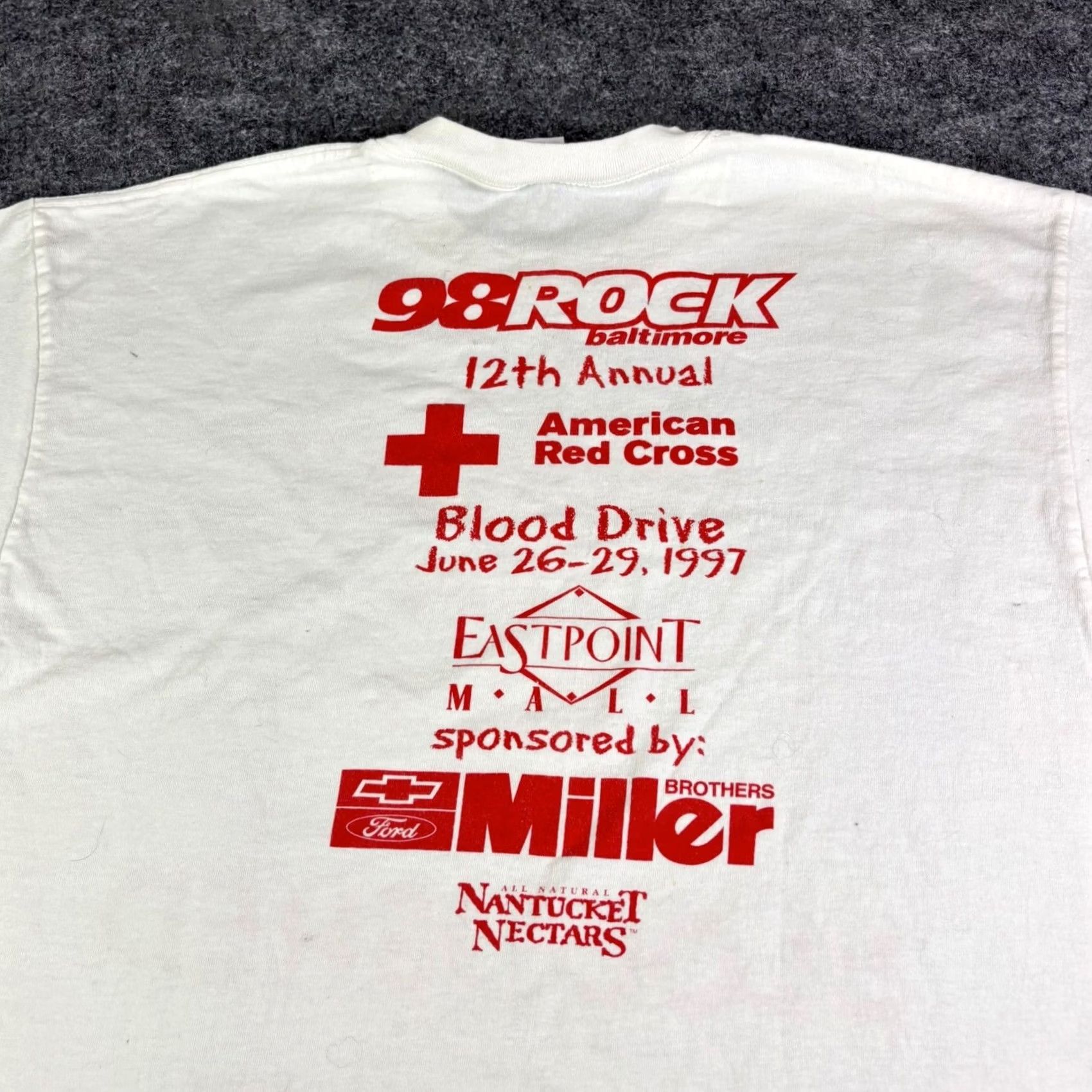 Delta VINTAGE 1990s Baltimore Blood Drive Shirt Mens XL White Delta Pro Weight Grunge Graphic Tee Size US XL / EU 56 / 4 - 6 Thumbnail
