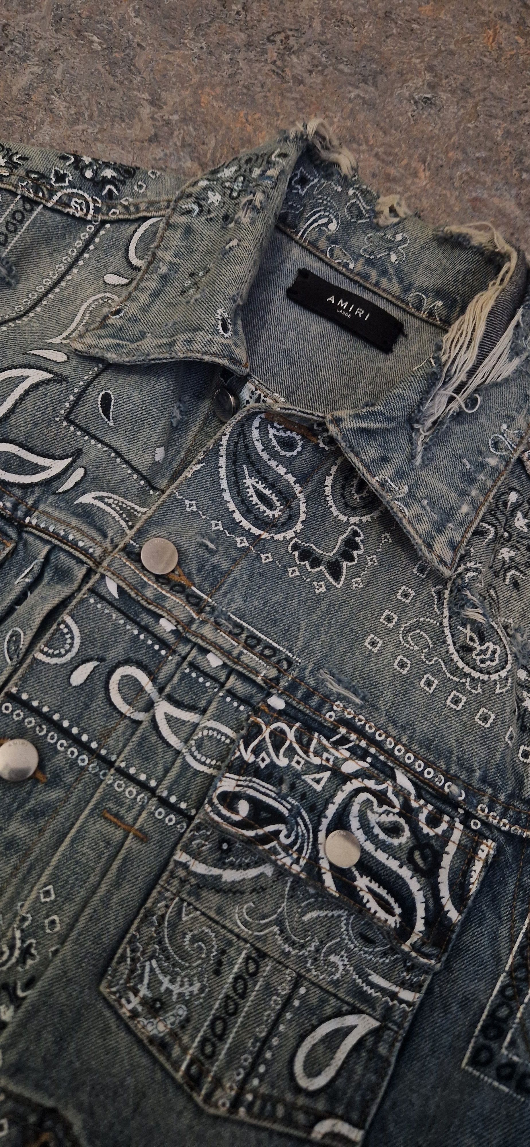 Amiri Amiri Bandana–Pattern Denim Jacket Size US L / EU 52-54 / 3 - 3 Thumbnail