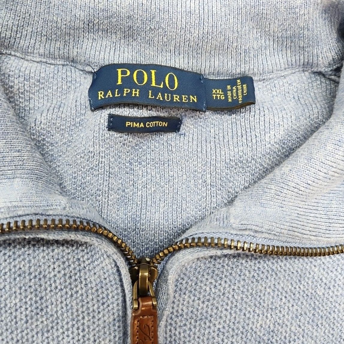 Ralph Lauren Ralph Lauren Polo Pullover Jumper 2XL Men's Powder Blue Pima Cotton Quarter Zip Knit Long Sleeve Collared Solid Vintage No Size US XXL / EU 58 / 5 - 4 Thumbnail