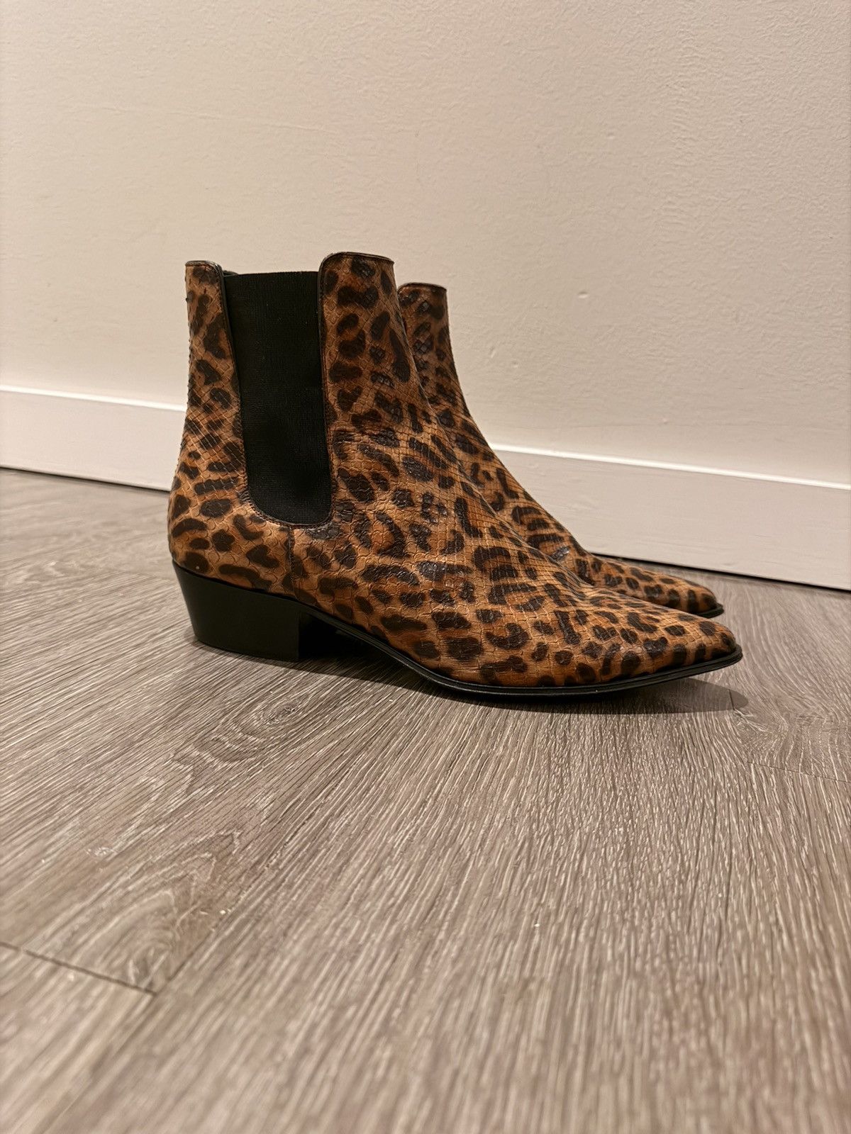 Celine Celine Python Leopard Print Jacno Chelsea Boot Hedi Slimane Size US 10 / EU 43 - 3 Thumbnail