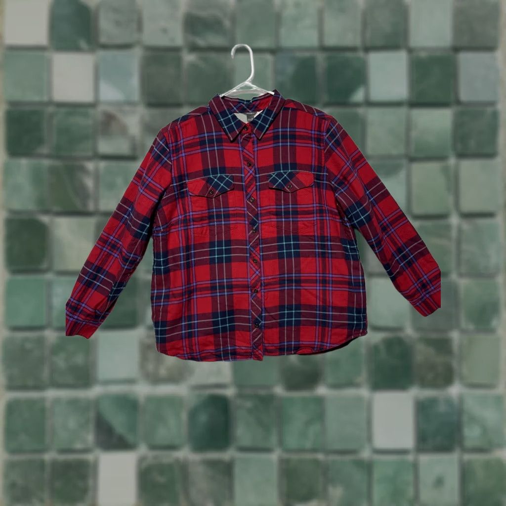 Eddie Bauer Eddie Bauer Shacket XL Classic Buffalo Plaid Flannel Sherpa Lined Women Button-Up Shirt Jacket Multicolor Plaid Casual Fall Winter Spring Size XL / US 12-14 / IT 48-50 - 1 Thumbnail