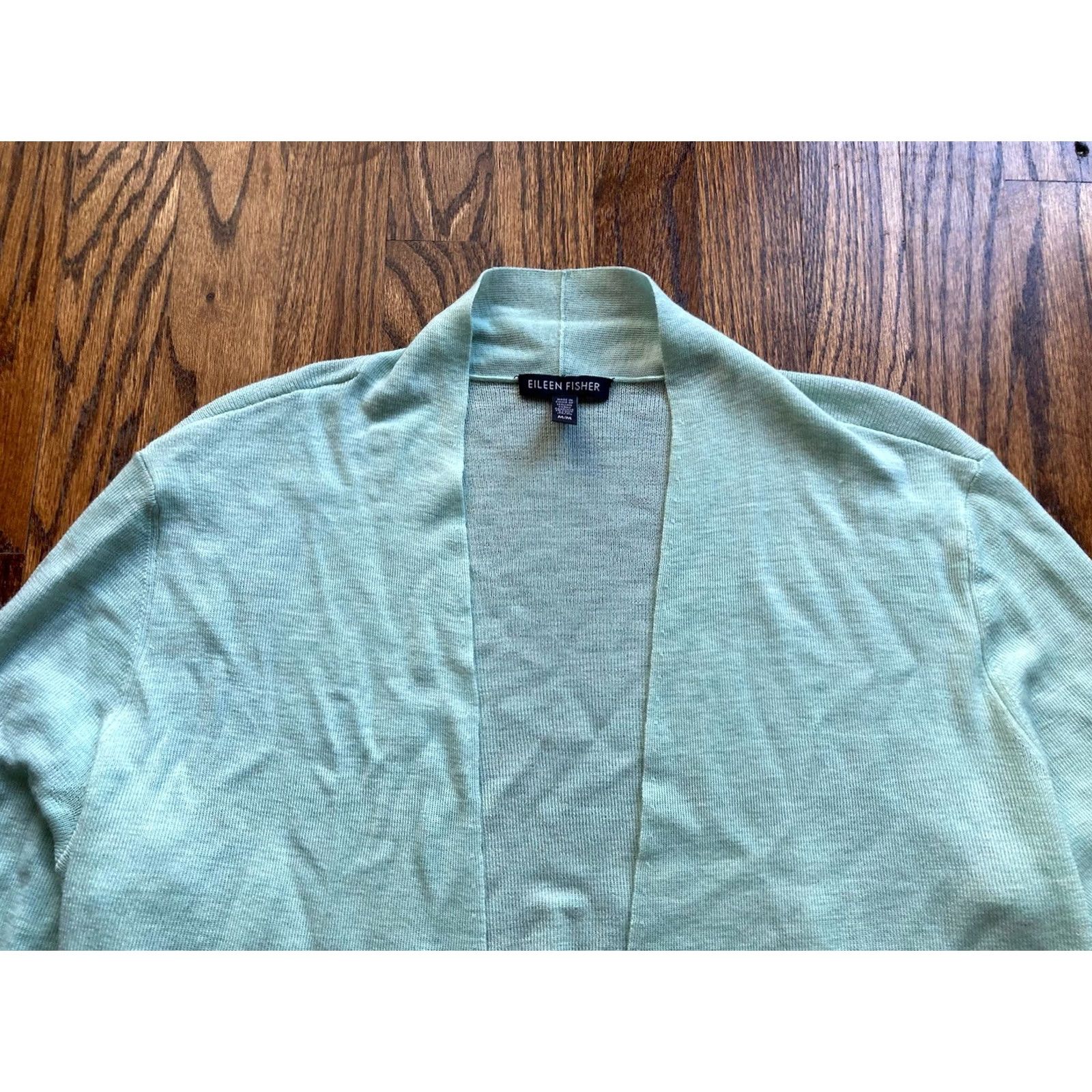 Eileen Fisher Eileen Fisher Sweater Cardigan Medium Green Open Front Merino Wool Light Size Size M / US 6-8 / IT 42-44 - 4 Thumbnail