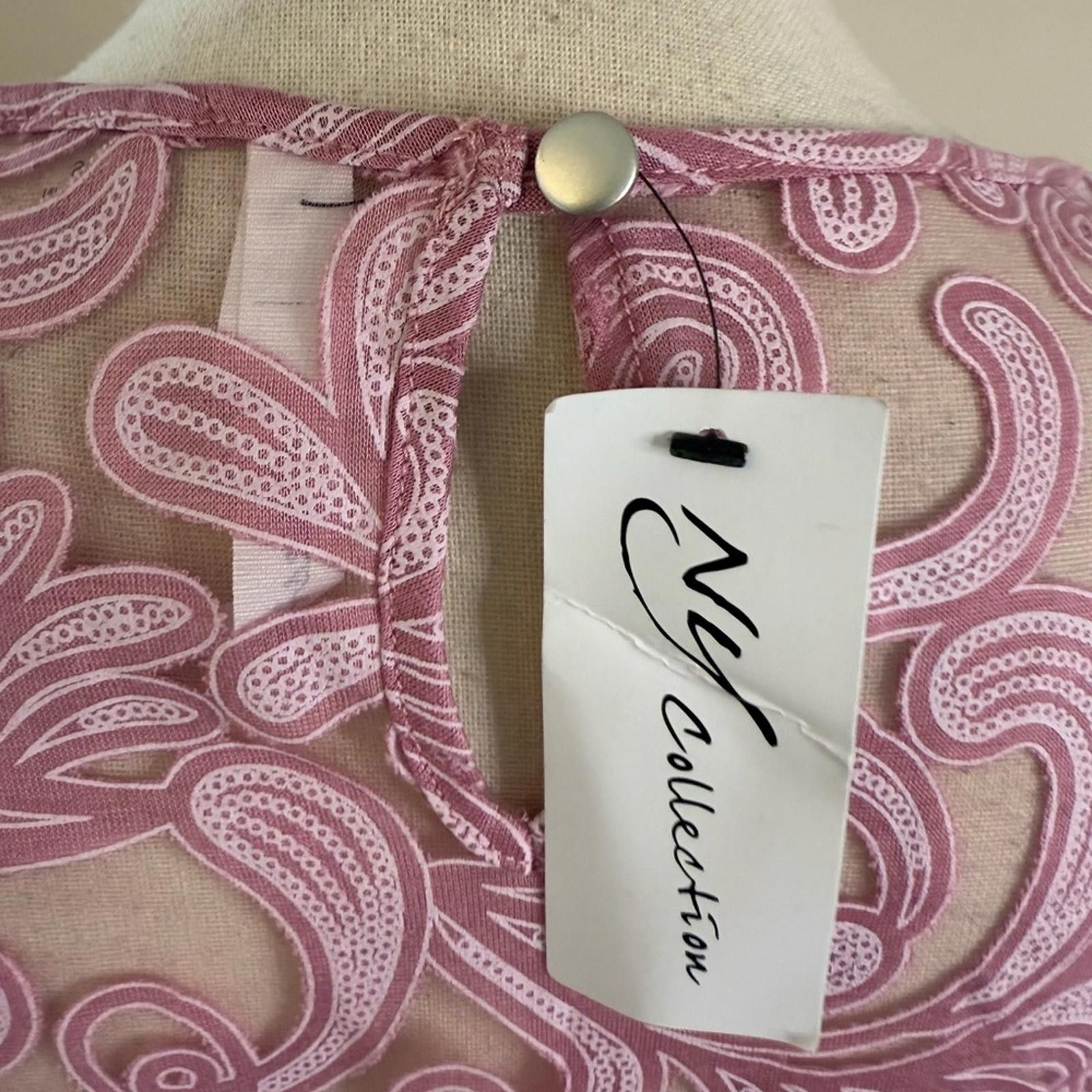 Other NY Collection sheer pink & white floral lace top SZ SM Size S / US 4 / IT 40 - 4 Thumbnail