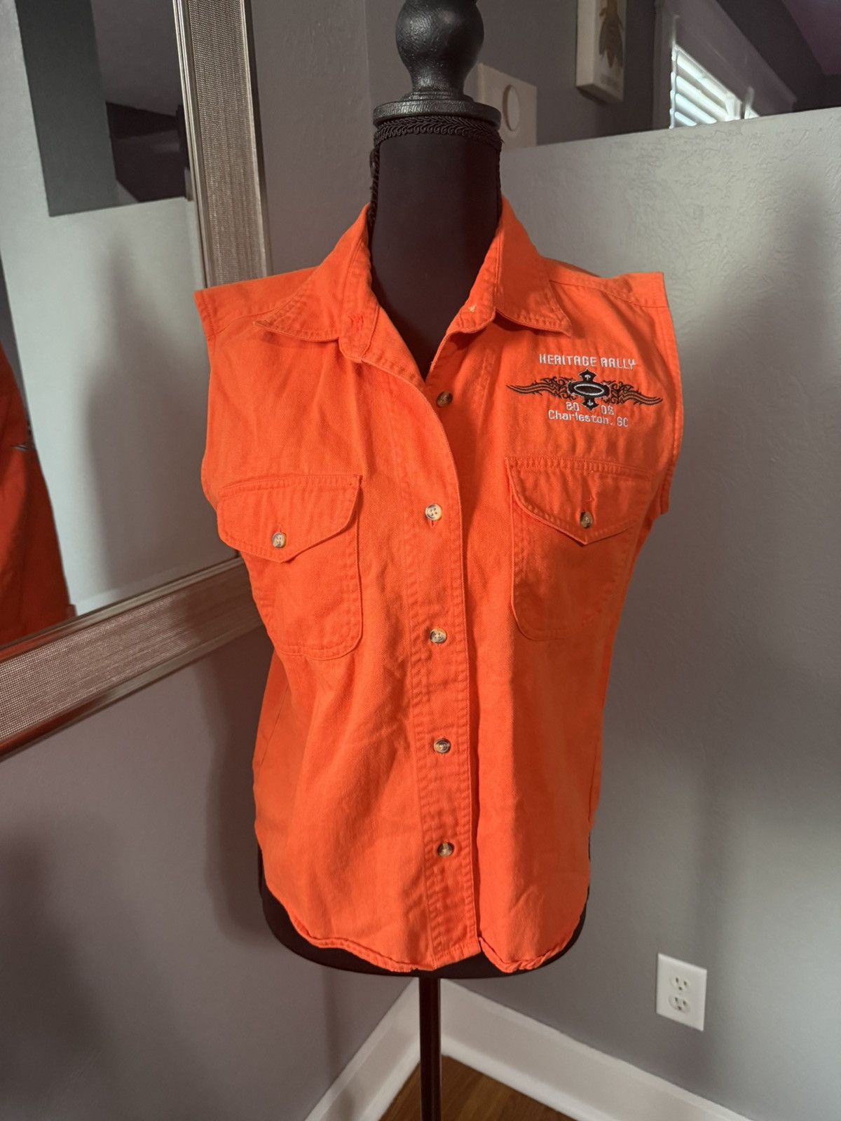 Other VTG Motorcycle Rally Y2K Heritage SC Orange Denim Biker Vest Size US M / EU 48-50 / 2 - 1 Thumbnail