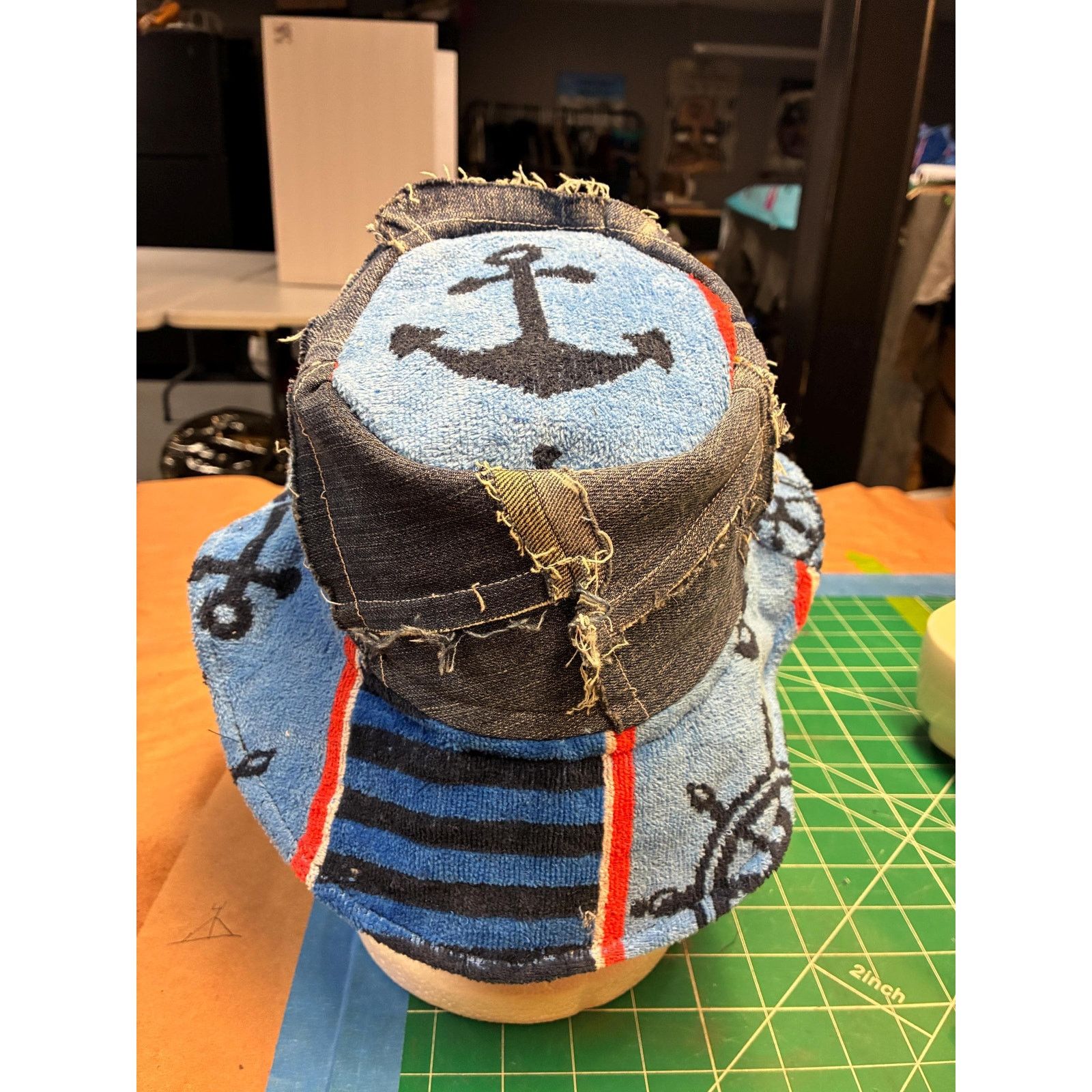Other Miss Fit Upcycled Patchwork Denim Bucket Hat, Small, Beach Size ONE SIZE - 7 Thumbnail