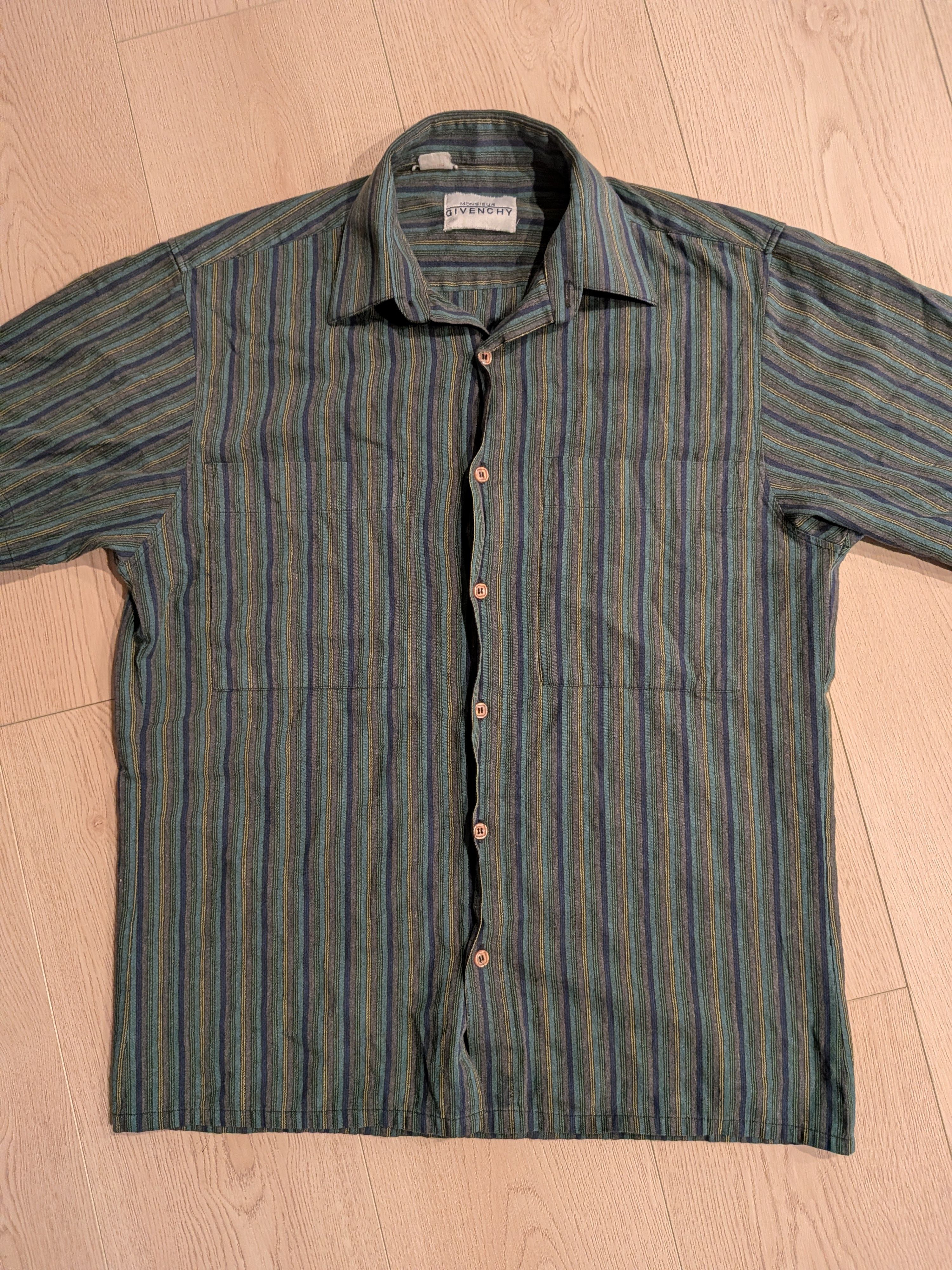 Givenchy Vintage Monsieur Givenchy Striped Button Up Short Sleeve Size US M / EU 48-50 / 2 - 1 Preview
