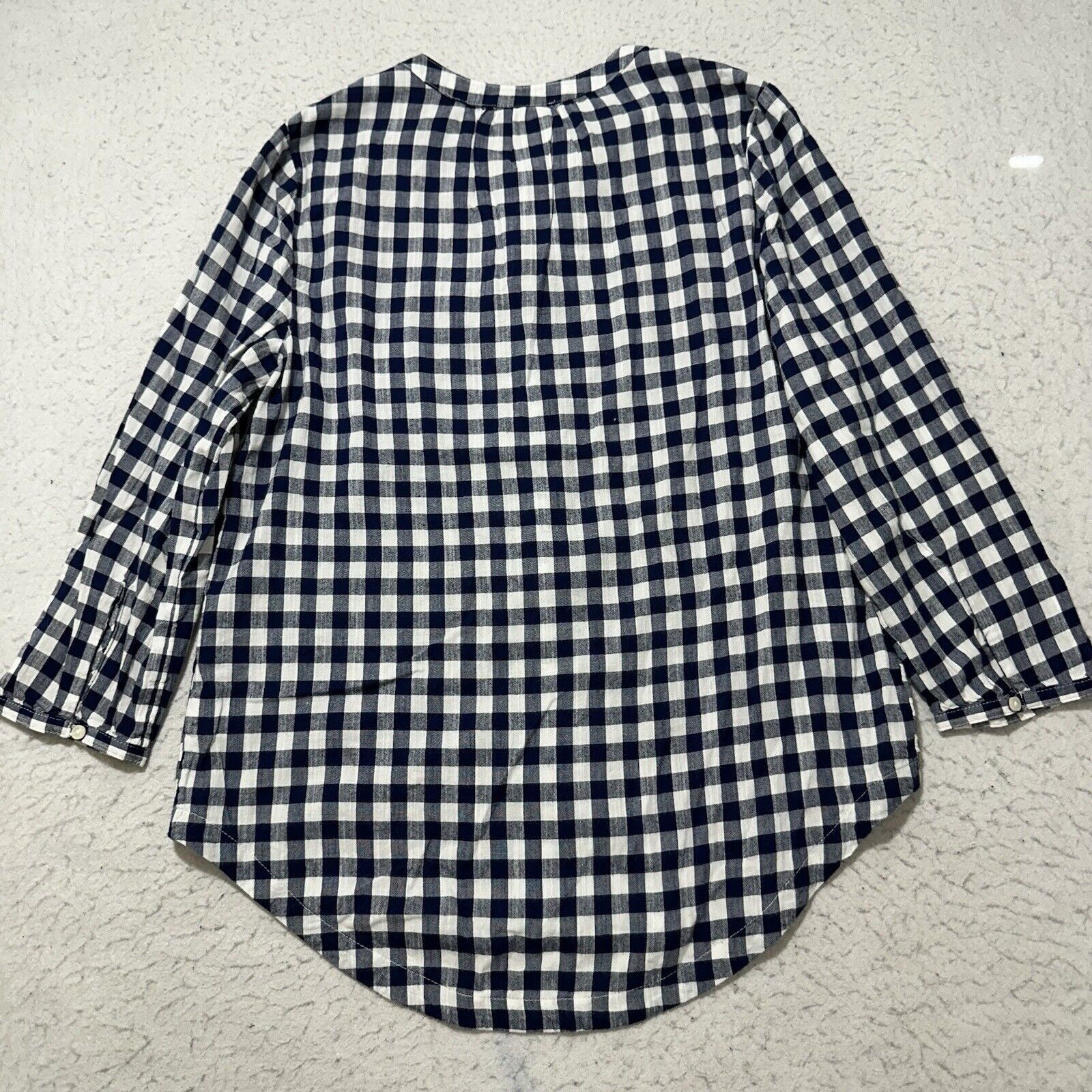 St. Johns Bay St. John's Bay Medium Navy Blue White Gingham Shirt Blouse Size M / US 6-8 / IT 42-44 - 10 Thumbnail