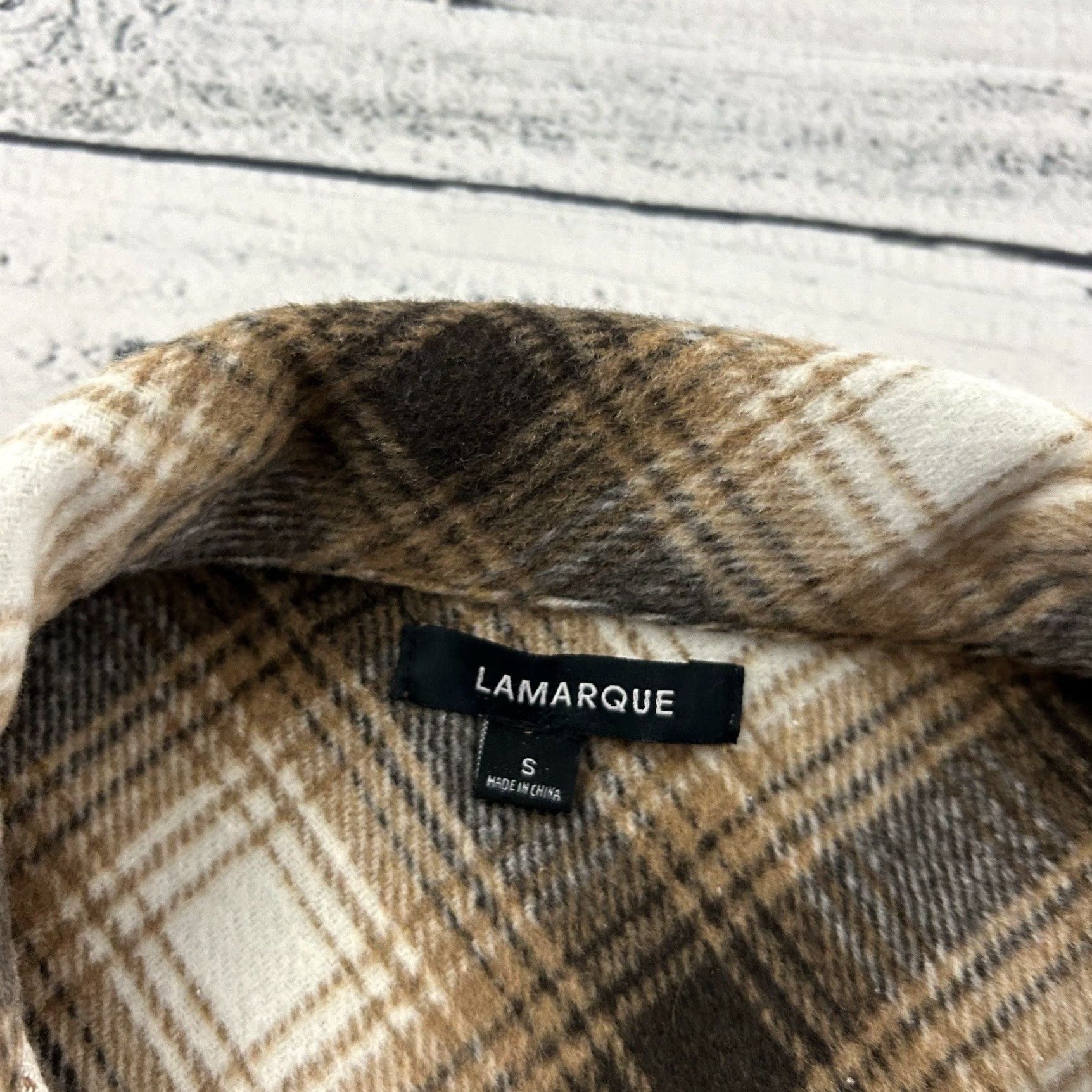 LAMARQUE Lamarque Plaid Flannel Cropped Long Sleeve Button Front Jacket Women's S Brown Size S / US 4 / IT 40 - 2 Thumbnail